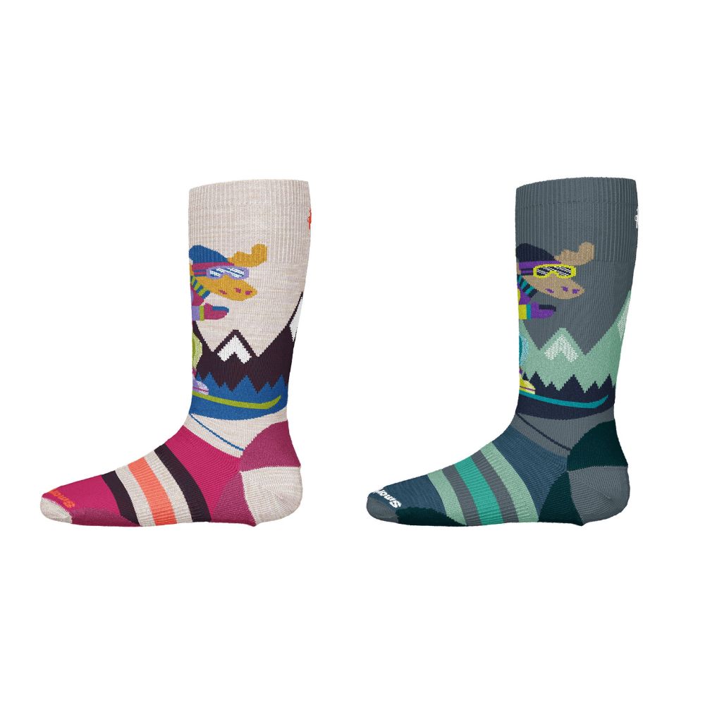 Smartwool Kids Winter Sport Full Cushion Ski Socks with Moose Design - Warm & Comfortable for Snowboarding, Skiing & Cold Weather Activities