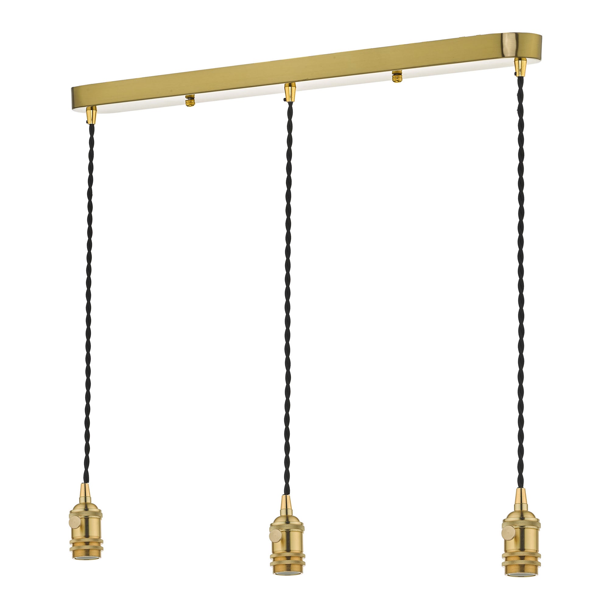 3-Light Pendant Lighting Fixture - Brass Finish with Black Cord - Perfect for Kitchen Island, Dining Room, or Bedroom Lighting