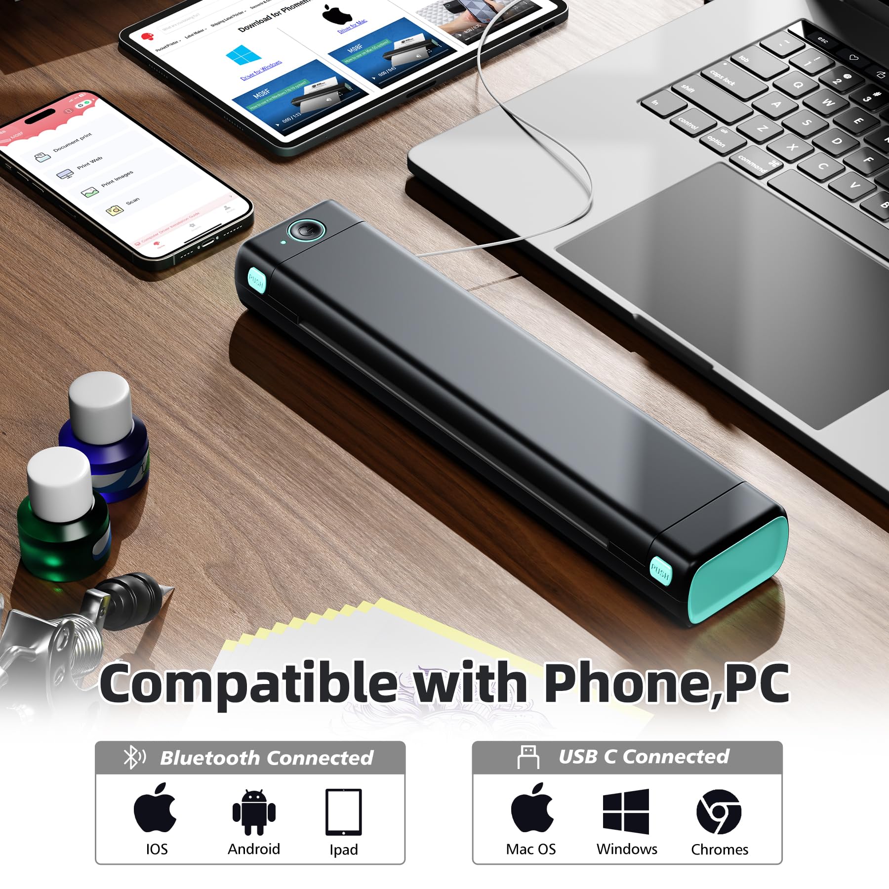 Professional M08F Bluetooth Tattoo Stencil Printer Kit - Wireless Thermal Transfer Machine for iOS/Android, Includes 10pcs Tattoo Transfer Paper | Perfect for Tattoo Artists, Home Studios & Mobile Tattooing Services