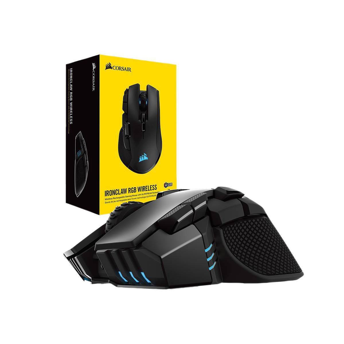 Corsair IronClaw RGB Wireless Gaming Mouse - 16,000 DPI, 7 Programmable Buttons, Ergonomic Design for PC Gaming - Perfect for FPS, MOBA, and MMO Games (Black)