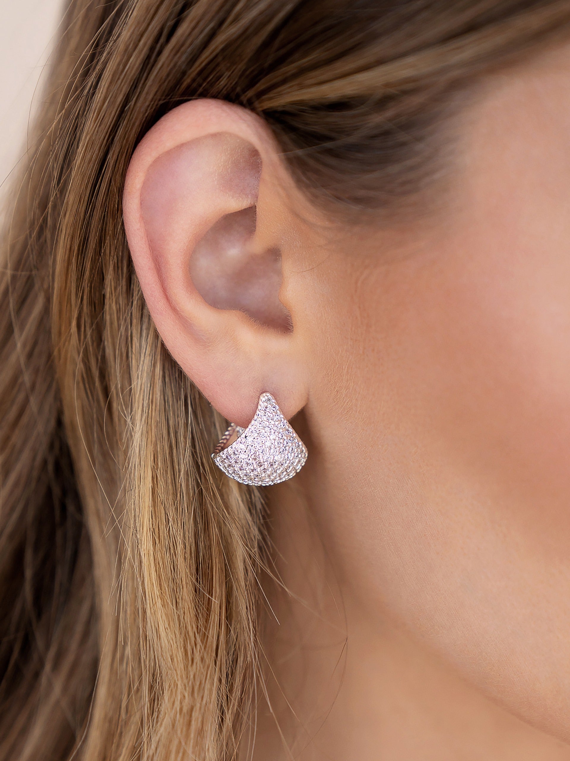 Pavé Encrusted Huggie Hoop Earrings for Women - 14K Gold Plated Cubic Zirconia Huggie Hoops - Perfect for Everyday Wear, Parties & Special Occasions