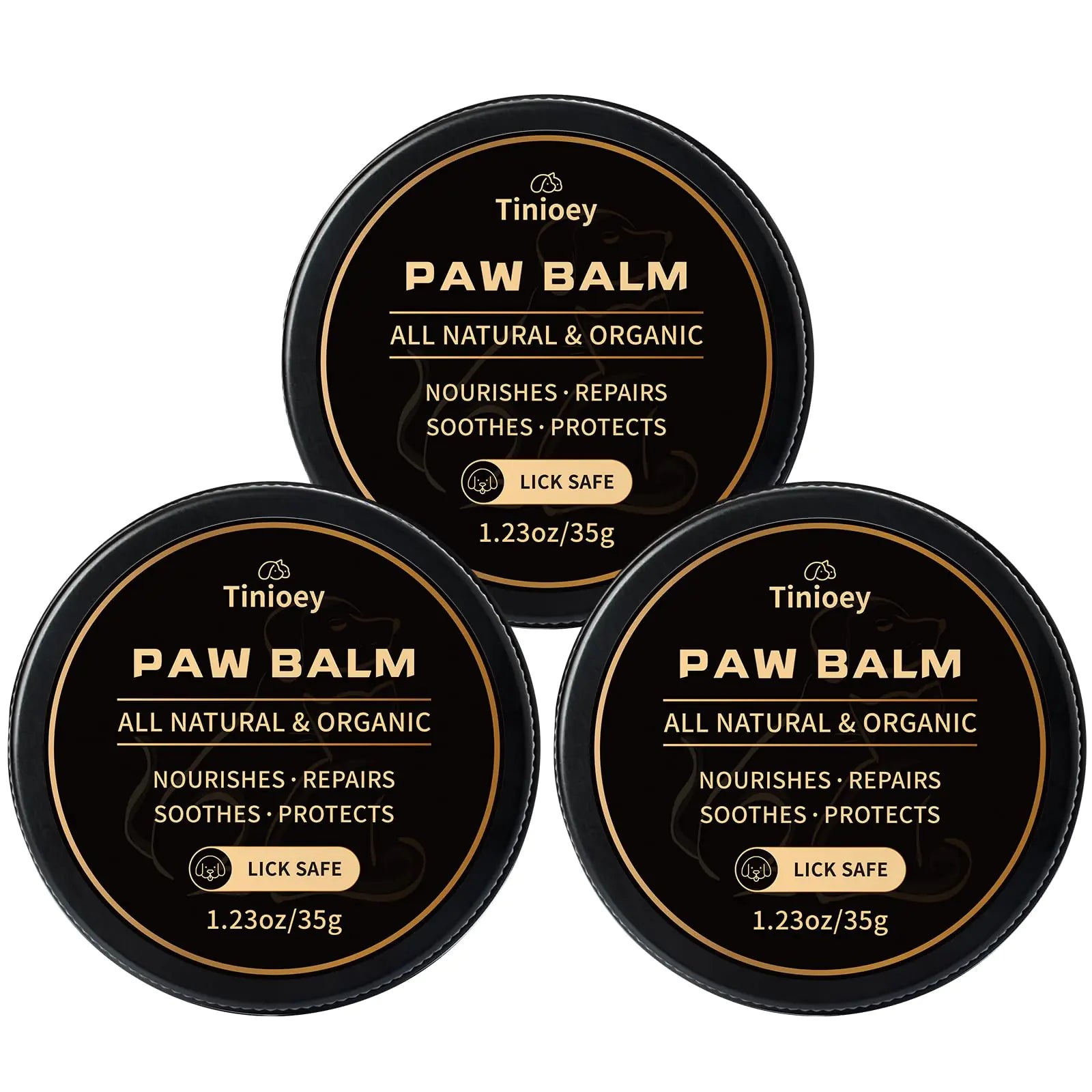 All Natural Lick Safe Dog Paw Balm for Dry & Cracked Paws - 3 Pack - Moisturizing & Healing Balm for Dogs - Perfect for Winter Protection & Outdoor Adventures