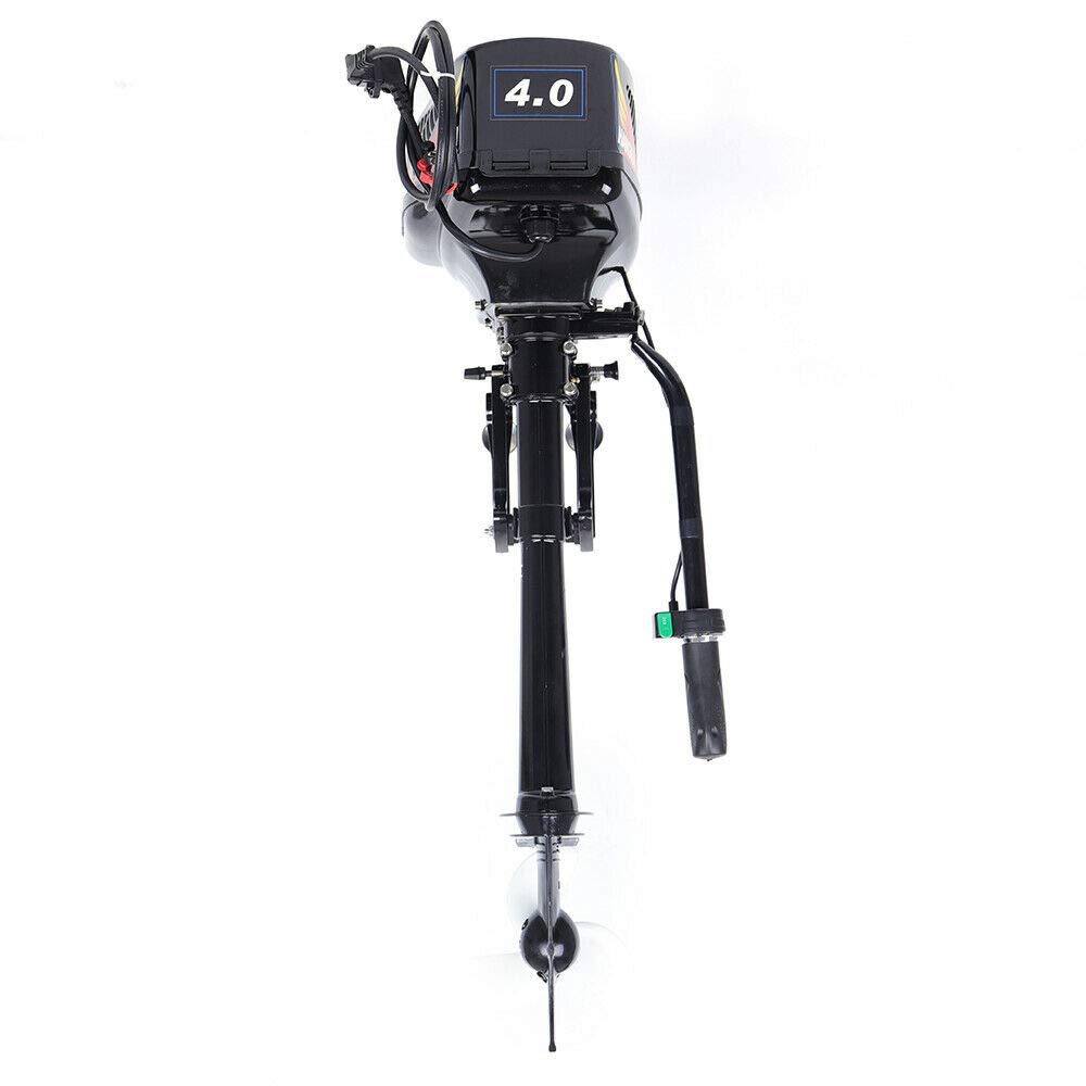 4 HP Electric Outboard Motor - 1000W Brushless Boat Engine with Electric Start - Marine Trolley Driver Propeller for Fishing, Boating & Water Sports