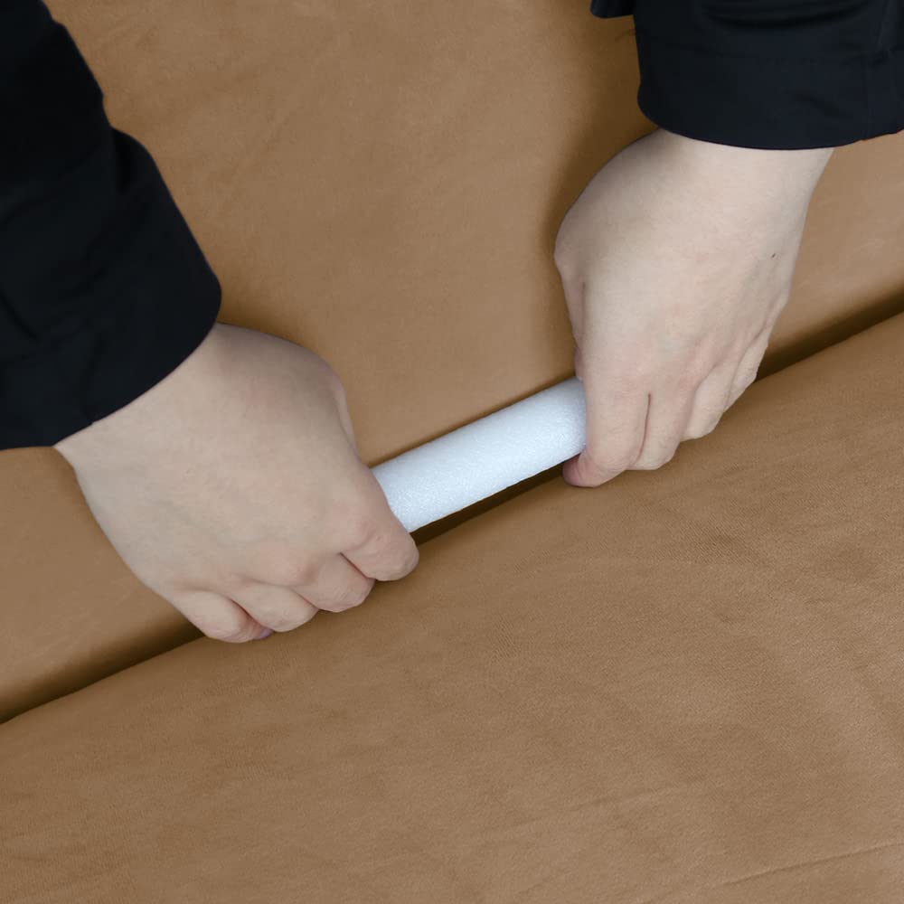 ELEOPTION 5-Piece L-Shaped Sectional Sofa Cover - Stretch Velvet Slipcover for Corner Couch, Soft Washable Furniture Protector in Khaki - Perfect for Living Room, Family Room, and Home Theater Seating