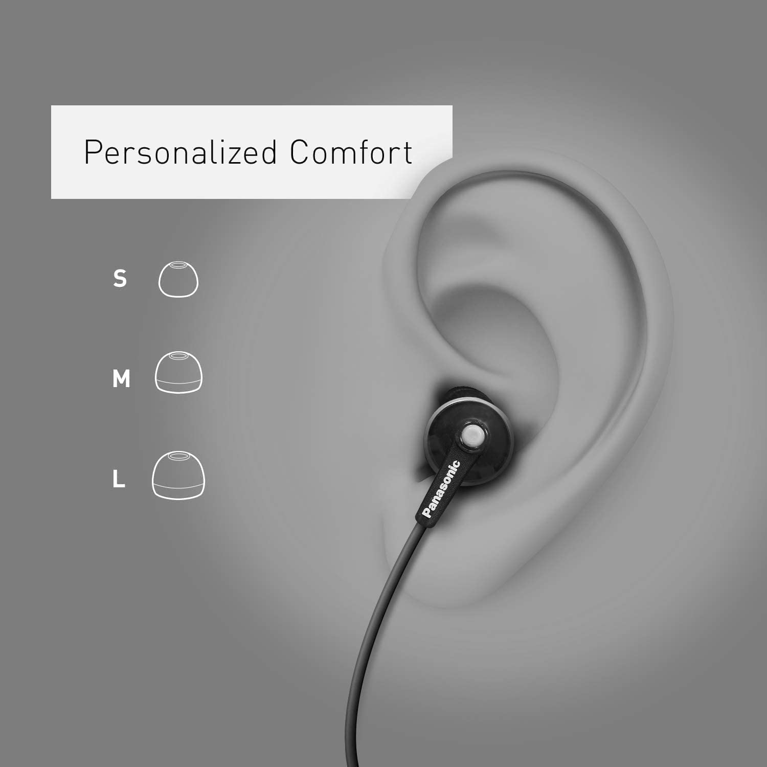 Panasonic RPTCM125PPR ErgoFit In-Ear Earbuds with Microphone & Remote - Metal Red | Noise Isolating Headphones for Gym, Running, Travel & Daily Use