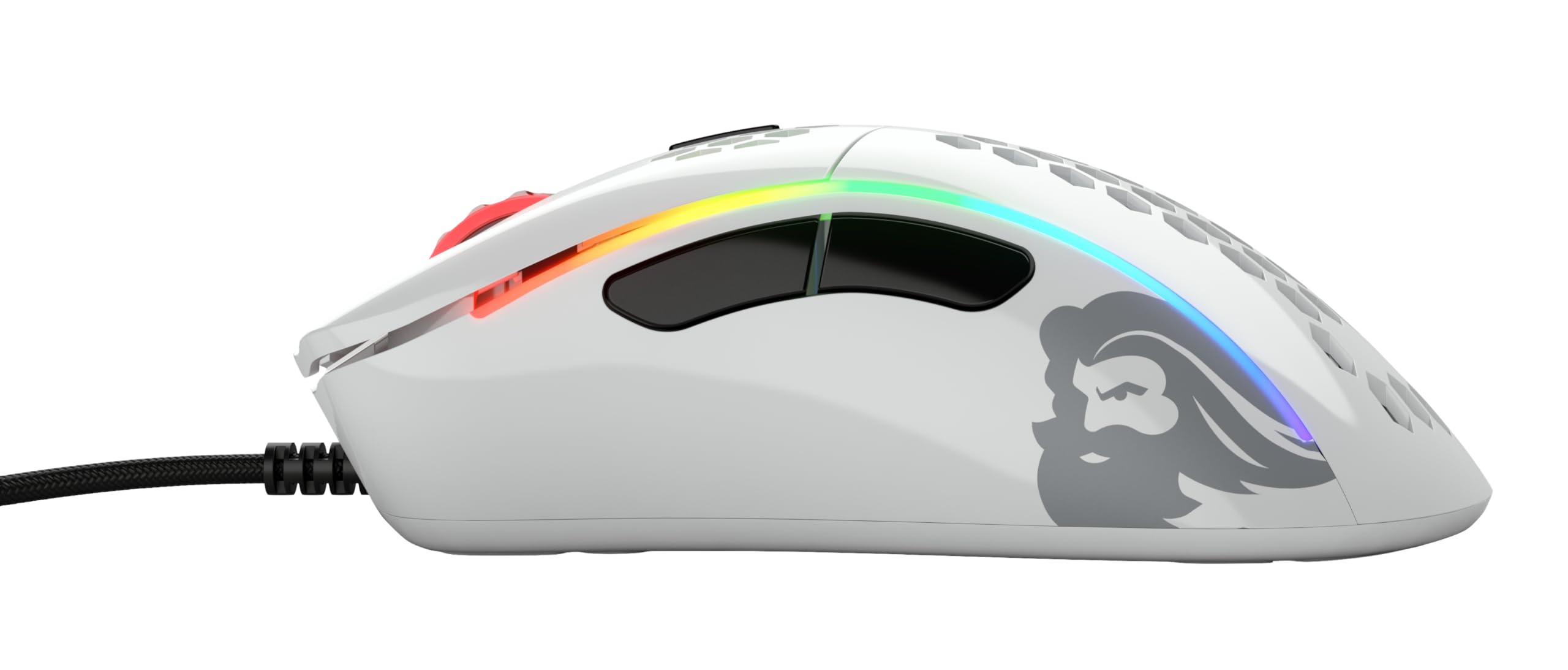 Glorious Model D- Wired Gaming Mouse - Ultra Lightweight 61g Honeycomb Design, RGB Lighting, Ergonomic, Pixart 3360 Sensor, Omron Switches, PTFE Feet, 6 Buttons - Matte White - Perfect for FPS, MOBA & Esports Gaming
