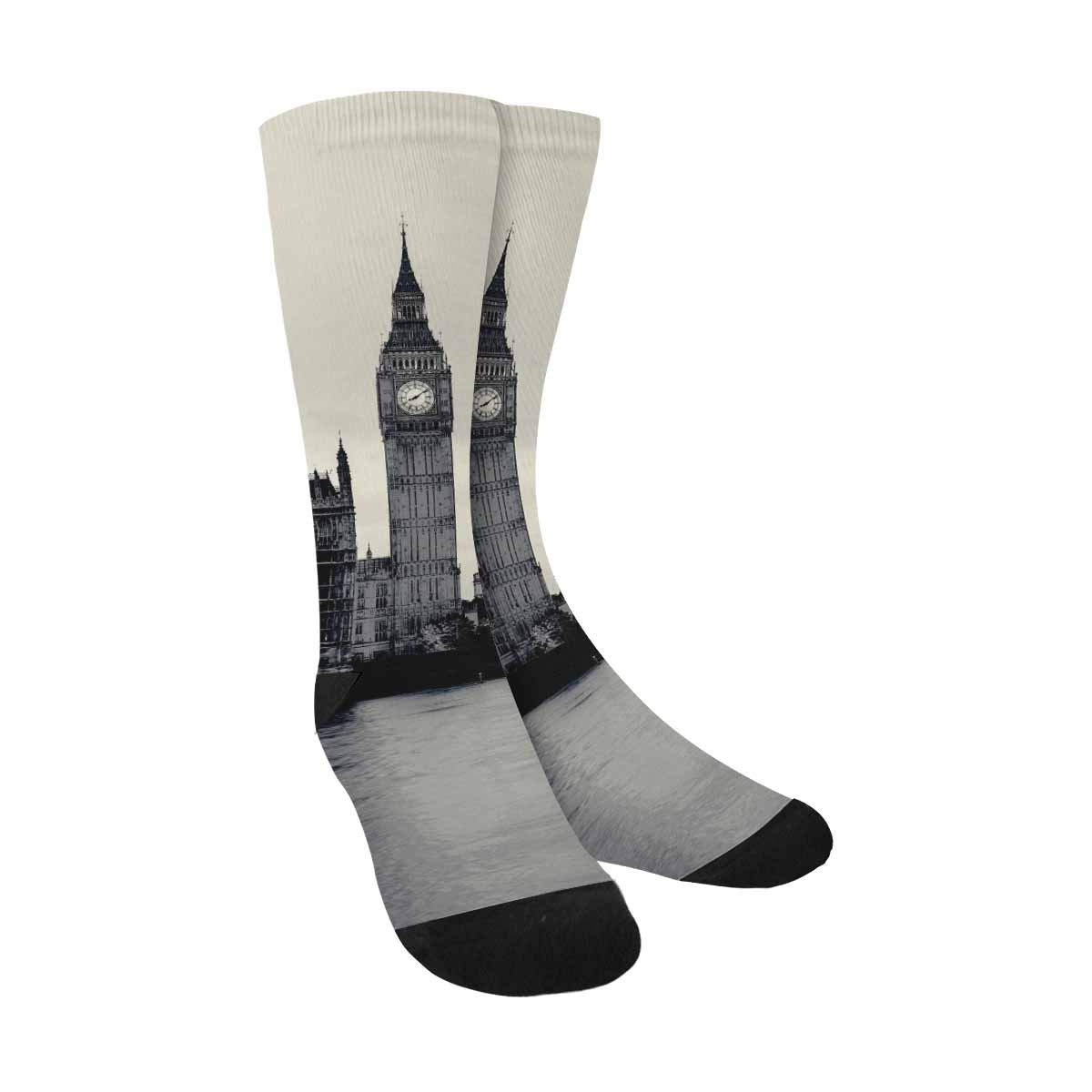 INTERESTPRINT Big Ben & Westminster Landmark Crew Socks - Premium Sublimated Polyester Socks for Hiking, Travel & Outdoor Activities - London Souvenir Gift for Tourists