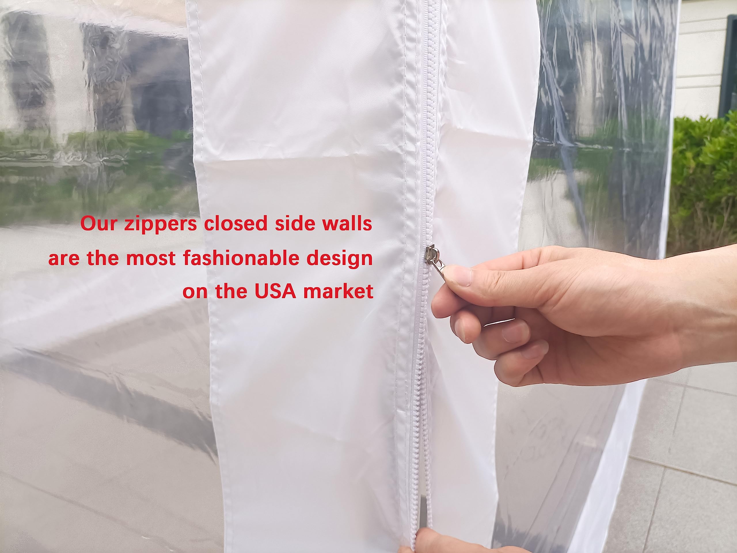 12x12 Canopy Clear Window Sidewalls - 3 Pack White Sunwalls for Outdoor Events, Picnics & Market Stalls | Durable & Weather-Resistant
