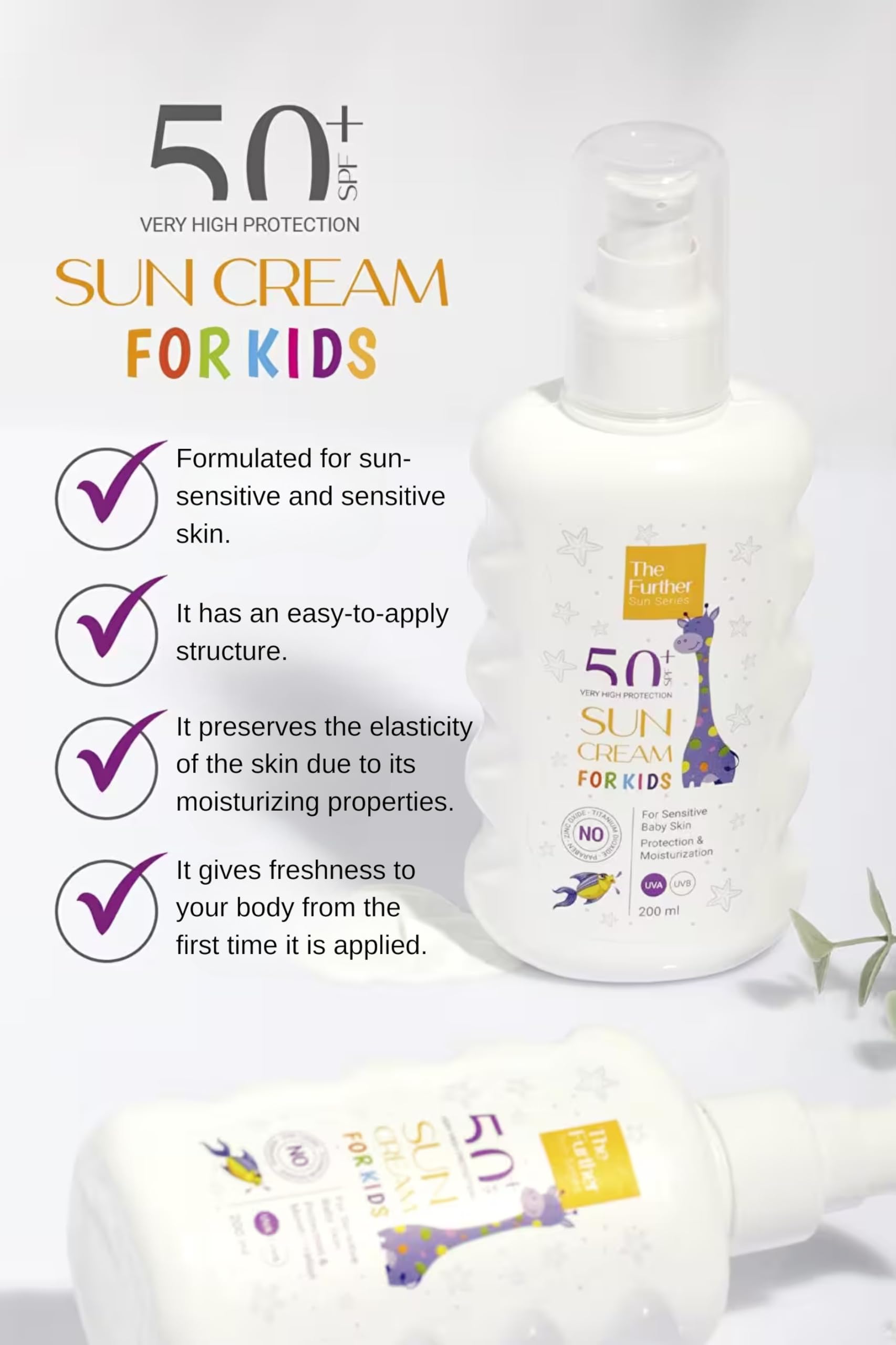 Kids Sunscreen Lotion SPF 50+ Broad Spectrum UVA/UVB Protection - Water Resistant Spray 200ml (6.76 Fl Oz) - Safe for Face & Body, Perfect for Beach, Pool & Outdoor Activities