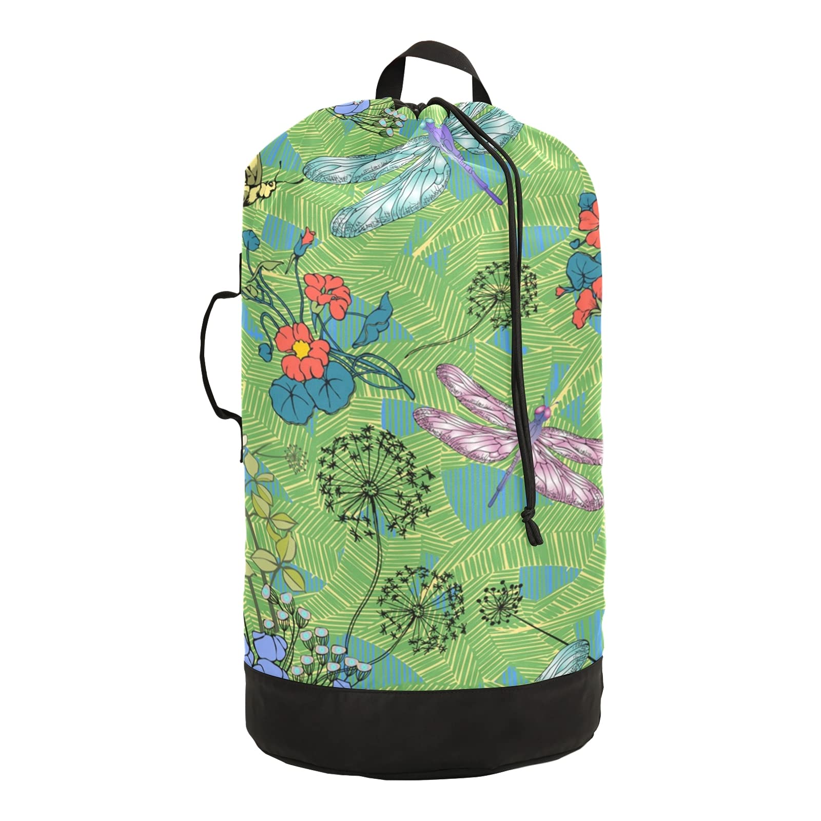 Dragonfly Laundry Backpack with Shoulder Straps - Drawstring Closure Clothes Hamper Bag for College Students, Travel, Laundromat & Apartment Use - Portable Laundry Storage Solution for Dorms, Camping & Gym