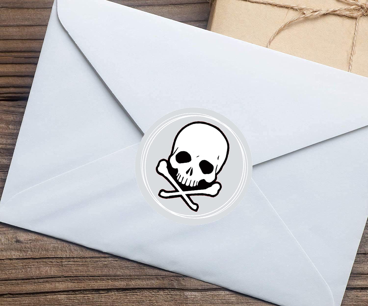 500 White Skull & Crossbones Dot Stickers on a Roll - 2 Inch Round Decals for Party Favors, Birthday Decorations, Halloween Crafts & DIY Projects - Perfect for Scrapbooking, Gift Wrapping & Laptop Customization