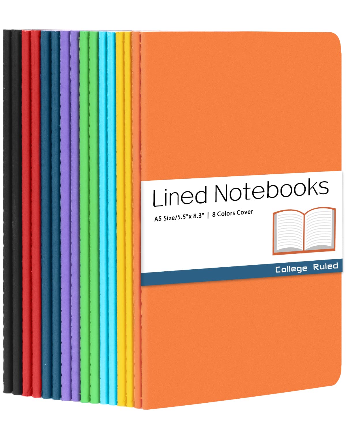 16-Pack A5 Lined Notebooks for Kids & Students - 5.5x8.3 Inch College Ruled Colorful Journals - Perfect for School, Office & Note Taking - Bulk Pack of Vibrant Writing Notebooks for Teens, College & Work Supplies