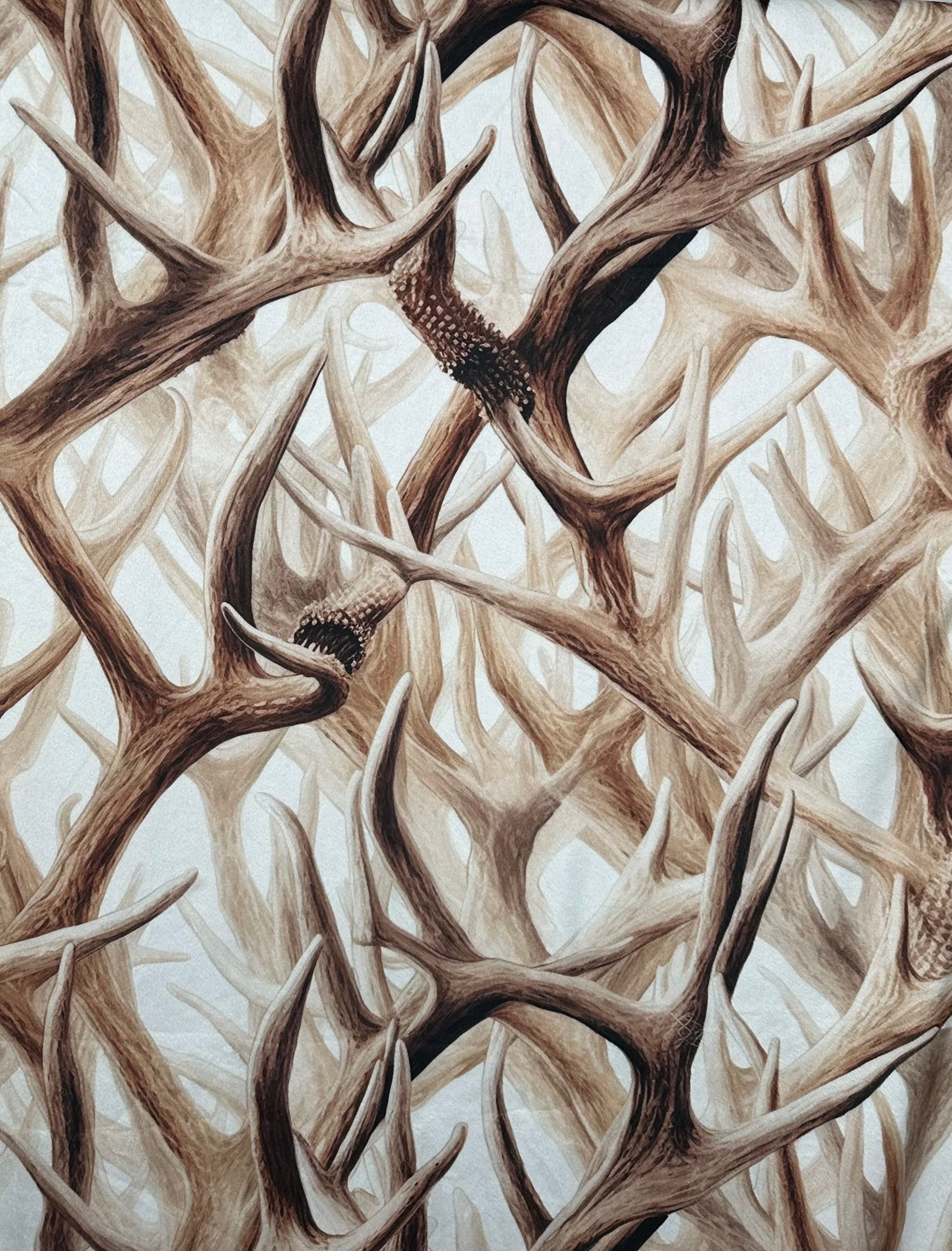 Soft & Cozy Brown Tie Dye Antler Print Luxury Minky Blanket 55