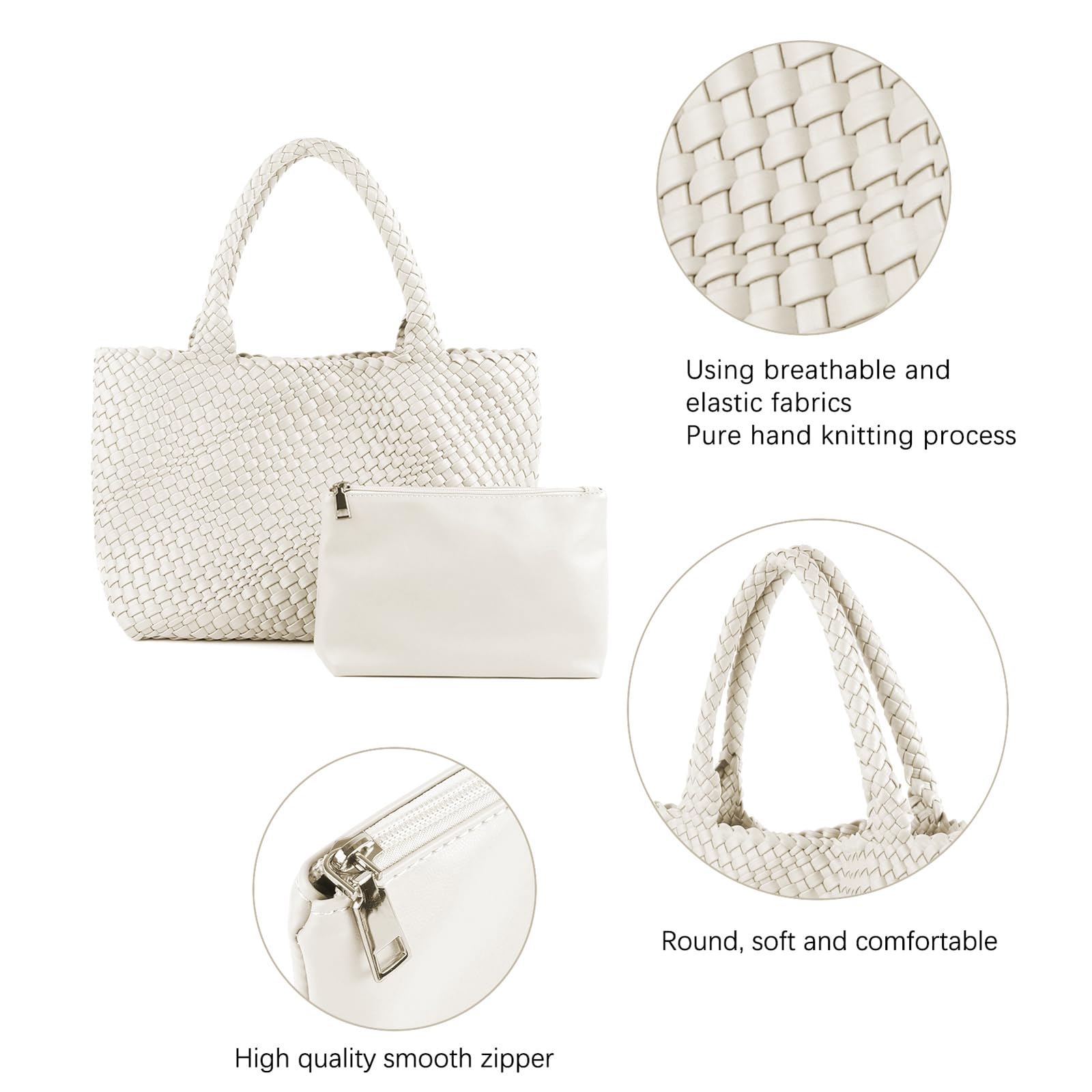 Handmade Woven Vegan Leather Tote Bag for Women - Stylish Shoulder Satchel Purse with Detachable Strap, Perfect for Travel, Work & Everyday Use