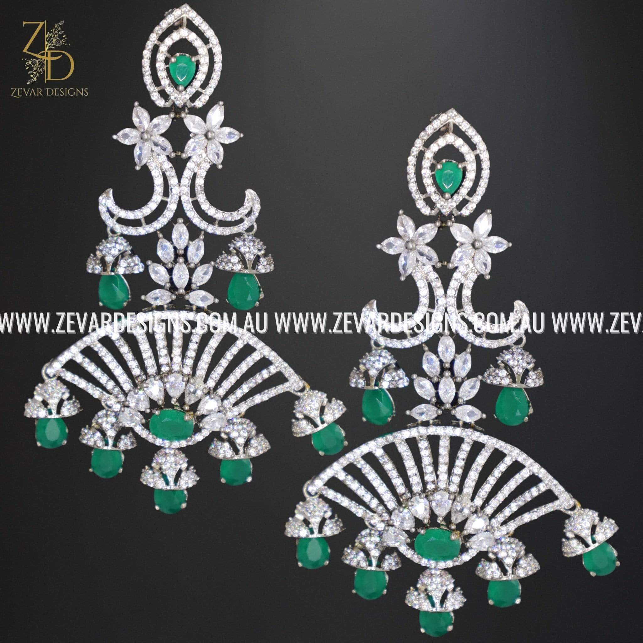 Zircon Earrings for Women - Black Rhodium Plated with Genuine Emerald Green Stones | Elegant Jewelry for Parties, Weddings & Special Occasions