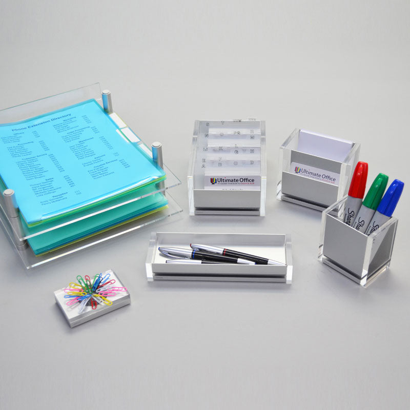 Premium Aluminum & Acrylic Letter Tray Organizer - Stackable Desktop File Holder for Office, Home, and School Use - Perfect for Mail, Documents, and Stationery Organization