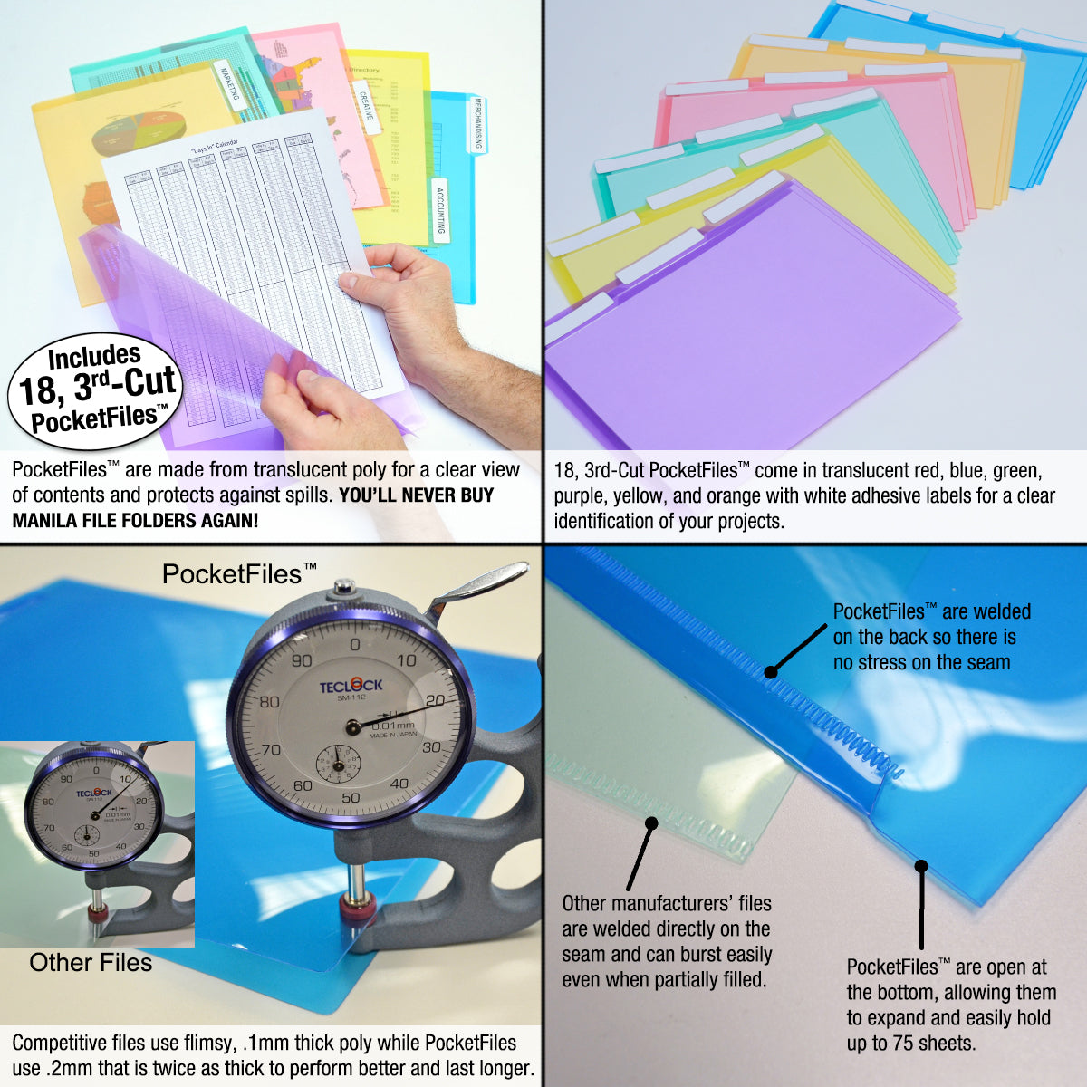 StationMate™ 5-Tier Desktop File Organizer with Inclined Step Design - Includes 18 PocketFile™ Folders for Office Documents | Perfect for Home Office, School Supplies & Workplace Organization