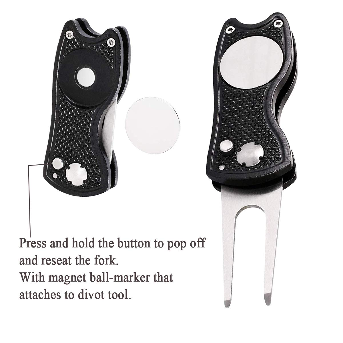 Premium 3-in-1 Golf Accessory Set - Metal Divot Repair Tool with Ball Marker, Retractable Club Groove Cleaner & Golf Brush | Perfect for Course Maintenance, Practice Sessions & Tournament Play