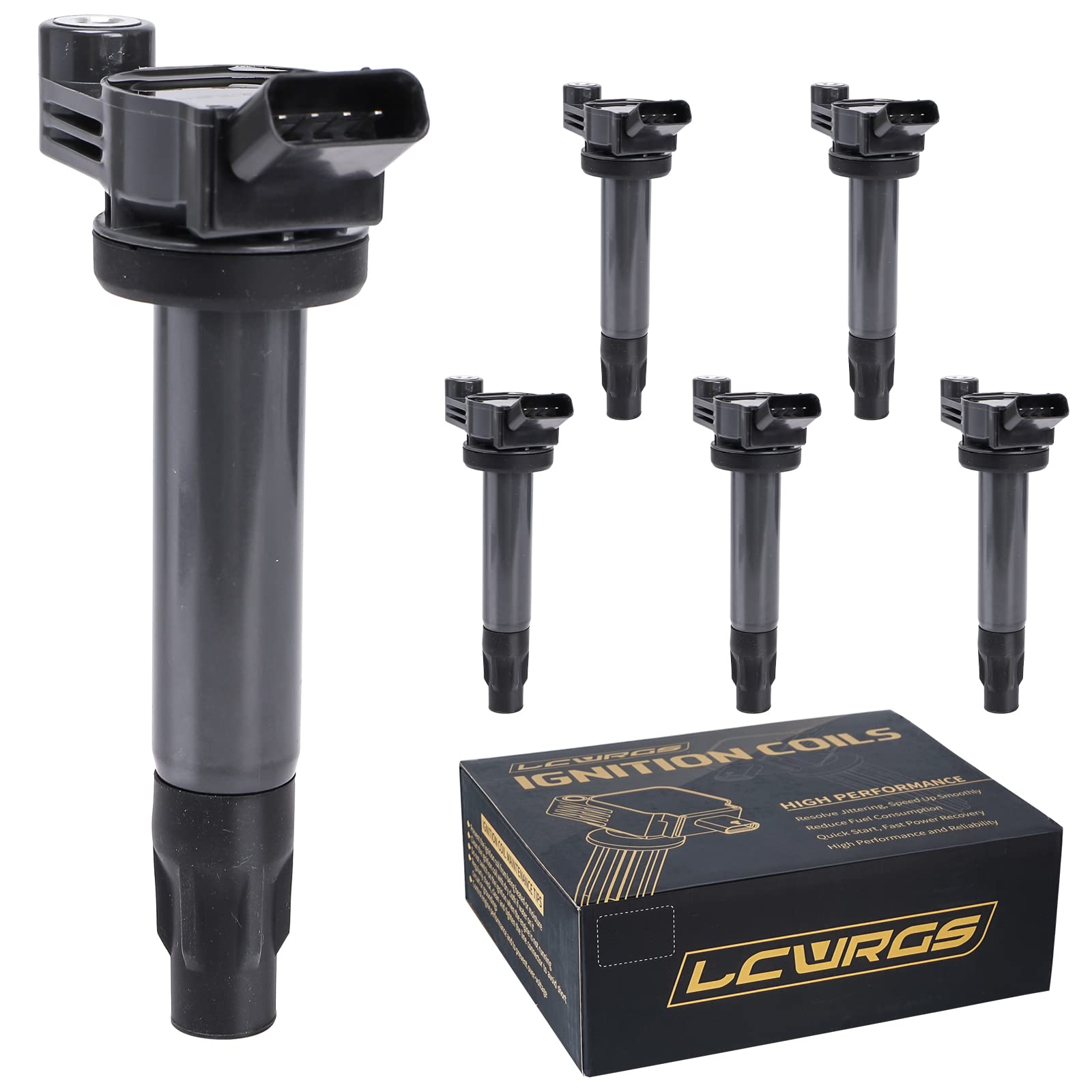 6-Pack Ignition Coil Set Compatible with 2004-2008 Toyota Sienna, Highlander, Solara & Lexus RX330, ES330 3.3L V6 Engine - Direct Replacement for UF506 - Improve Engine Performance & Fuel Efficiency