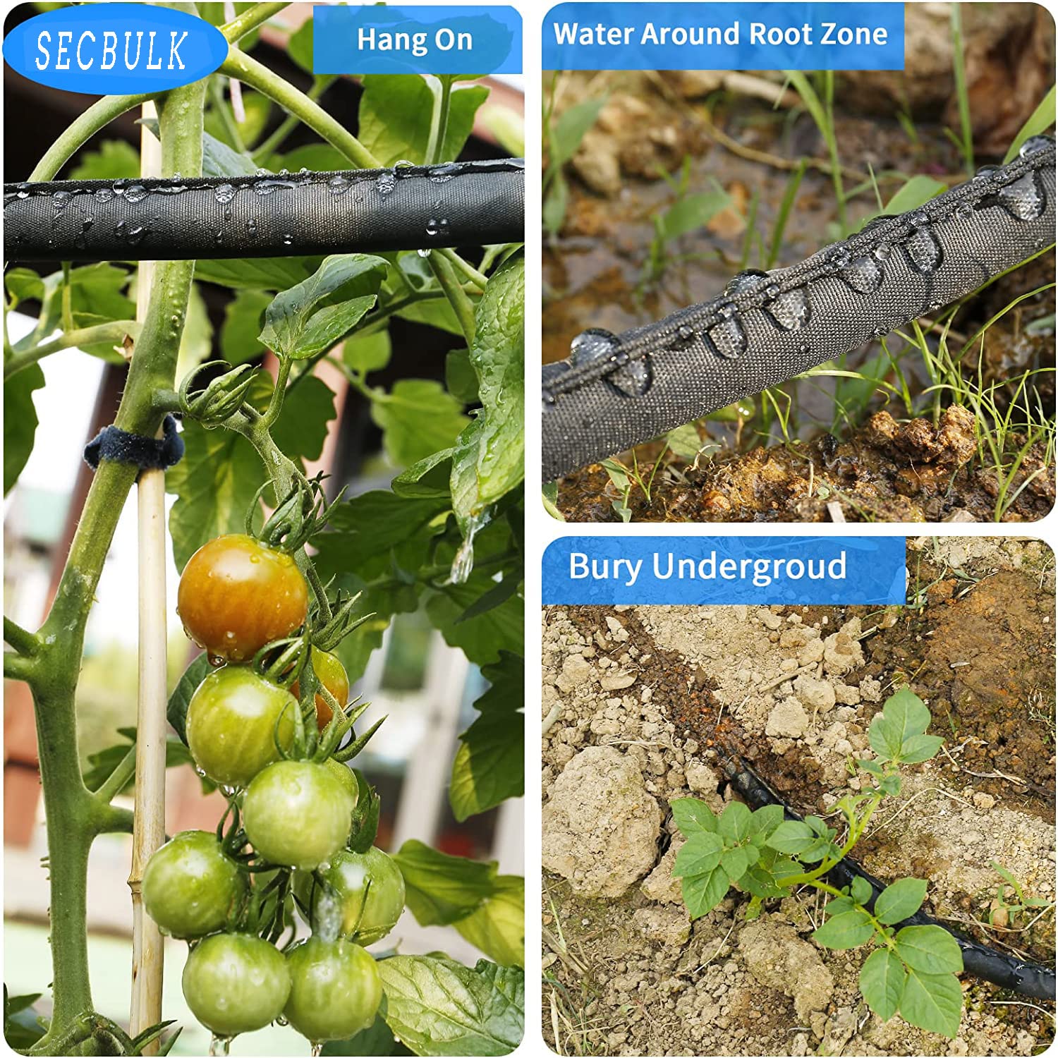 2024 Flat Soaker Hose 100 ft - Expandable Garden Drip Irrigation System (50ft x 2 Linkable) for Efficient Watering | Perfect for Vegetable Gardens, Flower Beds & Lawn Care