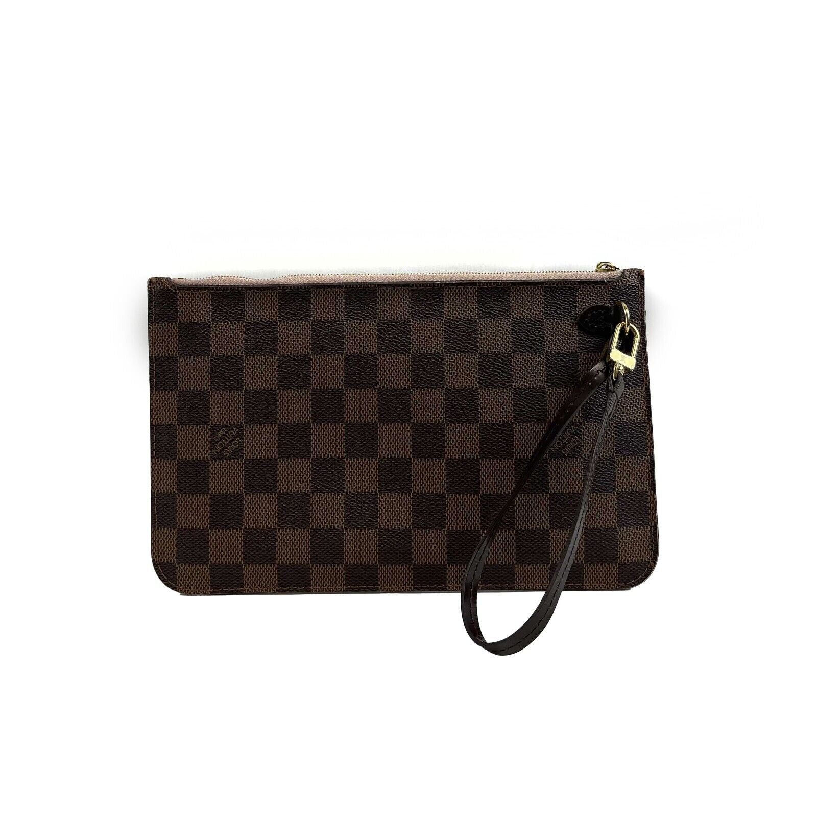 Authentic Louis Vuitton Damier Ebene Pochette Clutch Bag with Wristlet - Pre-Owned Luxury Handbag for Women | Perfect for Evening Parties, Date Nights & Special Occasions