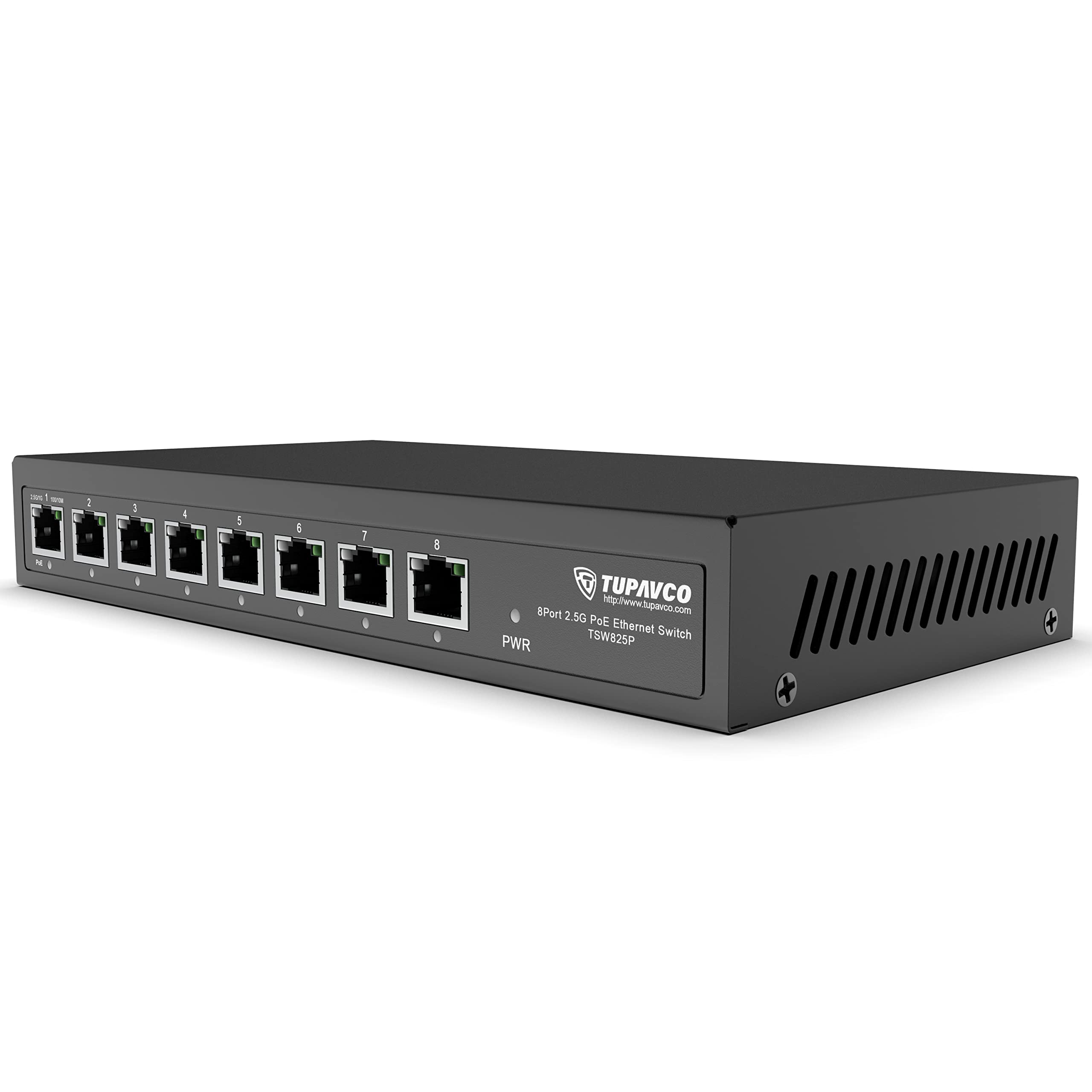 2.5GB PoE++ Switch (8 Port) - 1x90W (802.3bt) & 7x30W (802.3at) - High Speed 10M/100M/1G/2.5G Gigabit Ethernet (802.3bz) - Unmanaged Network Switch for Home & Office - Tupavco TP1981 - Perfect for IP Cameras, VoIP Phones & Smart Devices
