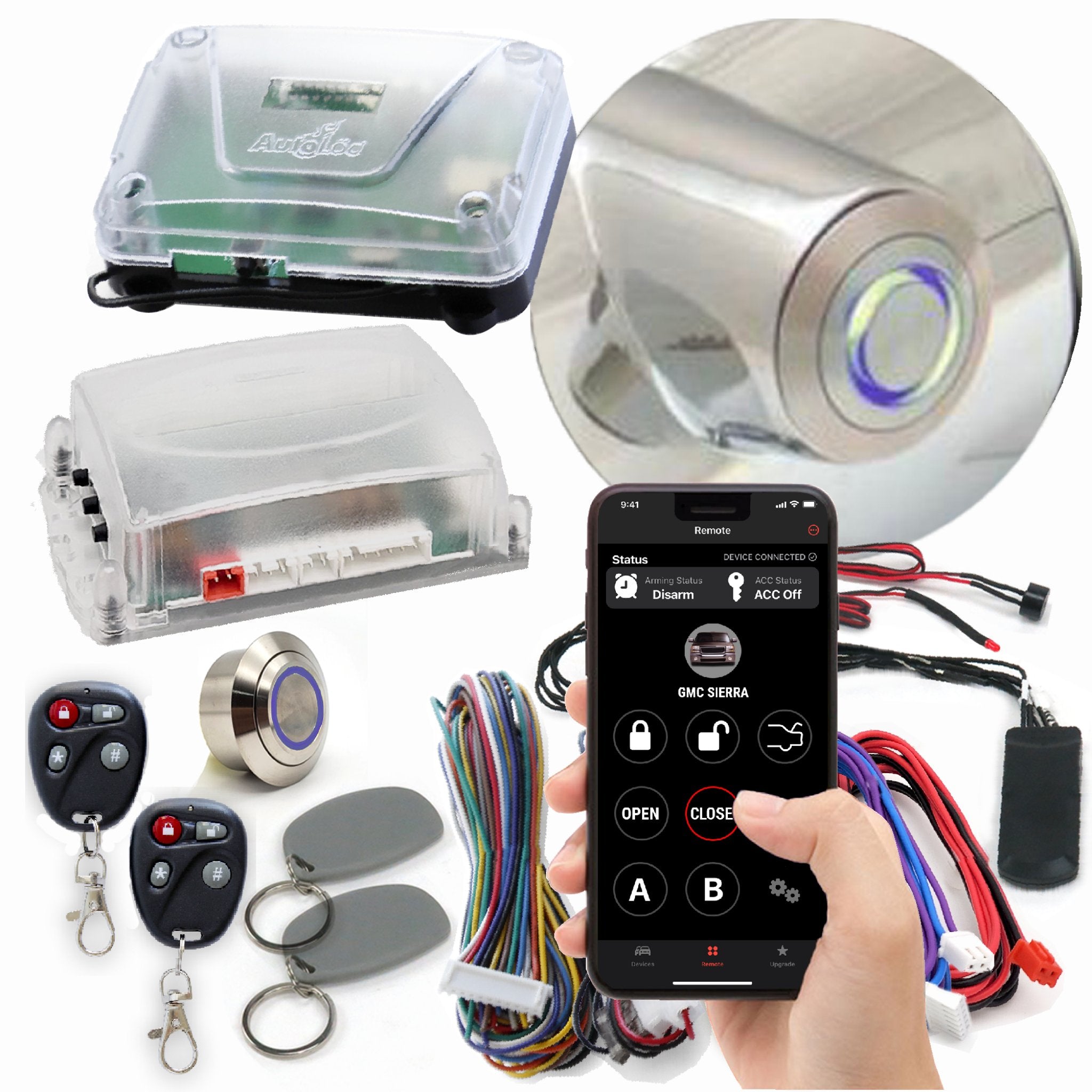 1901-1907 Oldsmobile Model F Push Button Start Kit with Keyless Entry & RFID Tag - GM Fit Column Insert - Perfect for Classic Car Restoration & Modern Convenience