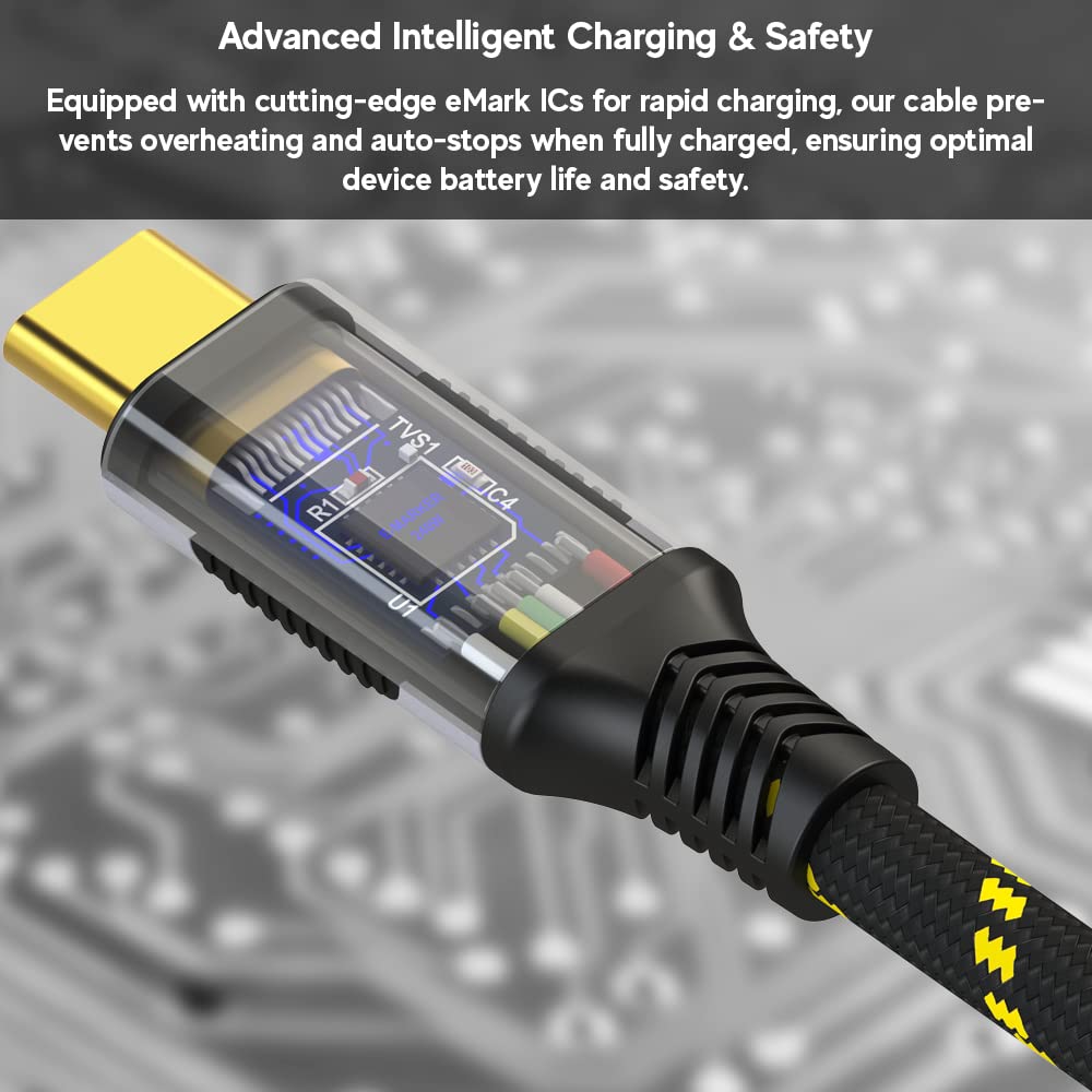 LINKUP USB 4.0 Type-C Thunderbolt 4 Cable 240W 40Gbps 8K@60Hz - 3ft Fast Charging & Data Transfer for iPhone 15/16 Pro/Max, MacBook Pro/Air, iPad Pro, Galaxy S23 - Durable Braided Nylon for Home Office & Travel