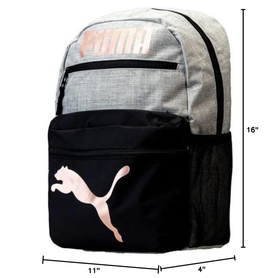 PUMA Meridian 16 Inch Laptop Backpack for Women & Men - Waterproof Travel Backpack with USB Charging Port - Grey & Rose Gold School College Work Backpack - Perfect for Commuting, Business Trips & Daily Use