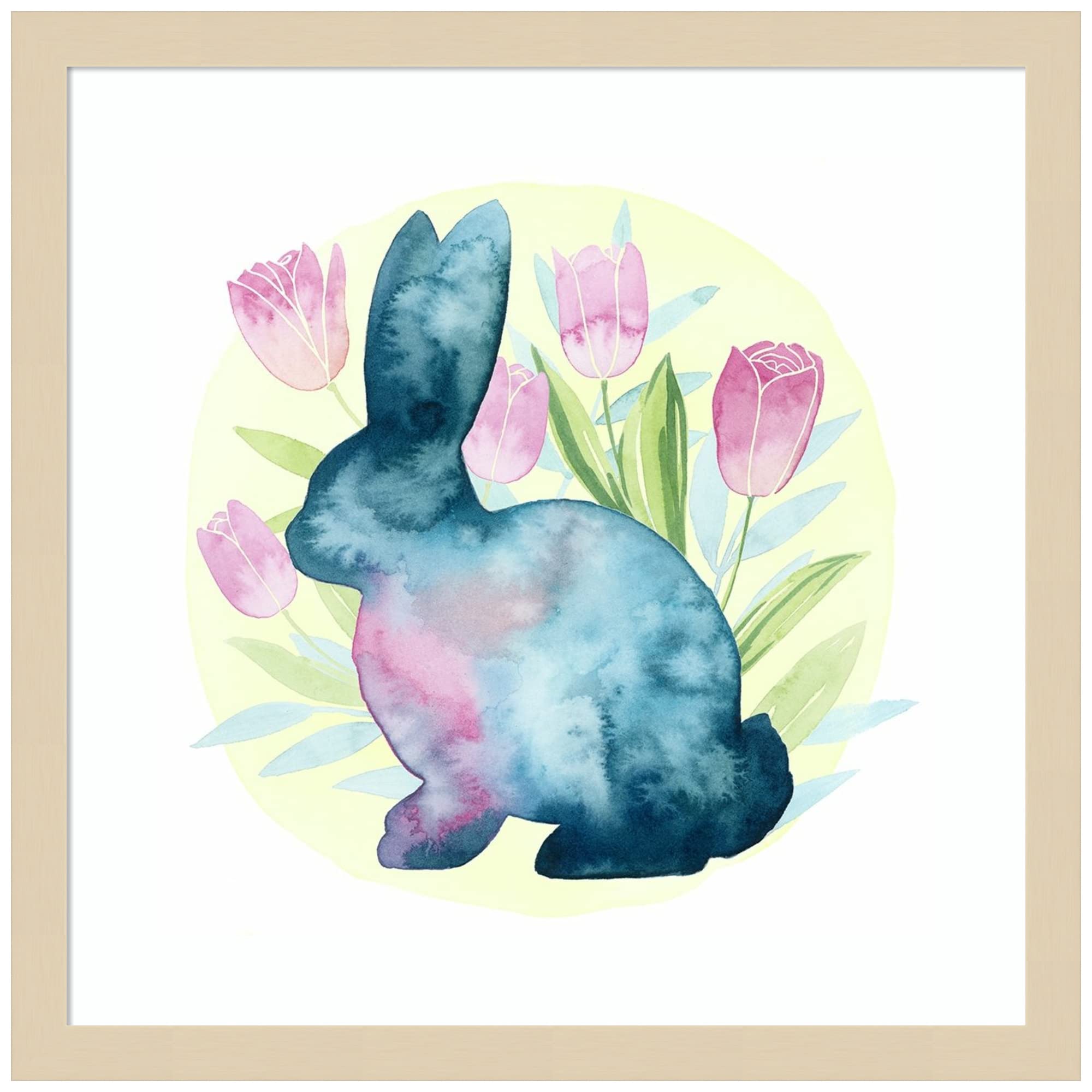 Grace Popp Tulip Easter I Framed Wall Art Print - 17x17 Inches, Natural Wood Frame - Home & Office Decor, Perfect for Living Room, Bedroom, or Easter Gift