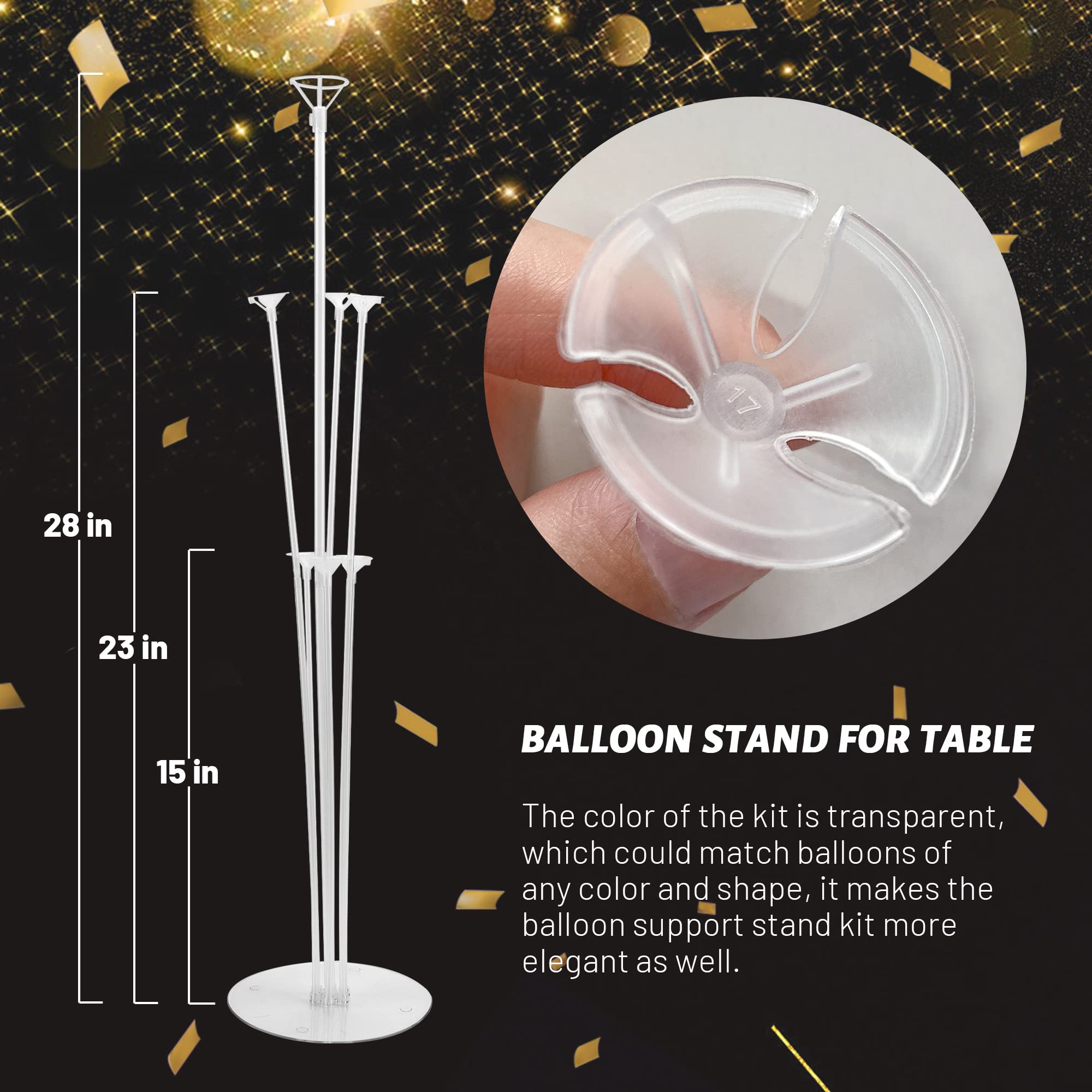 JOYYPOP 7 Sets Balloon Stand Kit with Sticks and Base - Party Balloon Holder for Birthday, Graduation, Wedding Decorations - Perfect for Indoor and Outdoor Celebrations, Baby Showers, Anniversaries