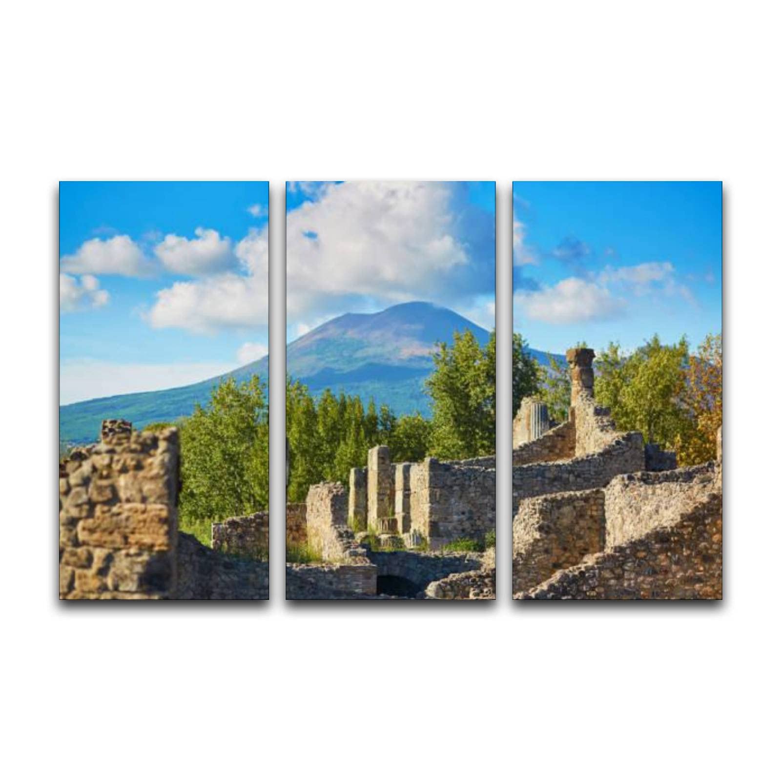 BFOIUGTKRQUE 3-Panel Canvas Wall Art - Modern Pompeii Ruins Painting from Southern Italy, Home Decor for Living Room & Bedroom - Ready to Hang | Perfect for Housewarming Gifts & Interior Design