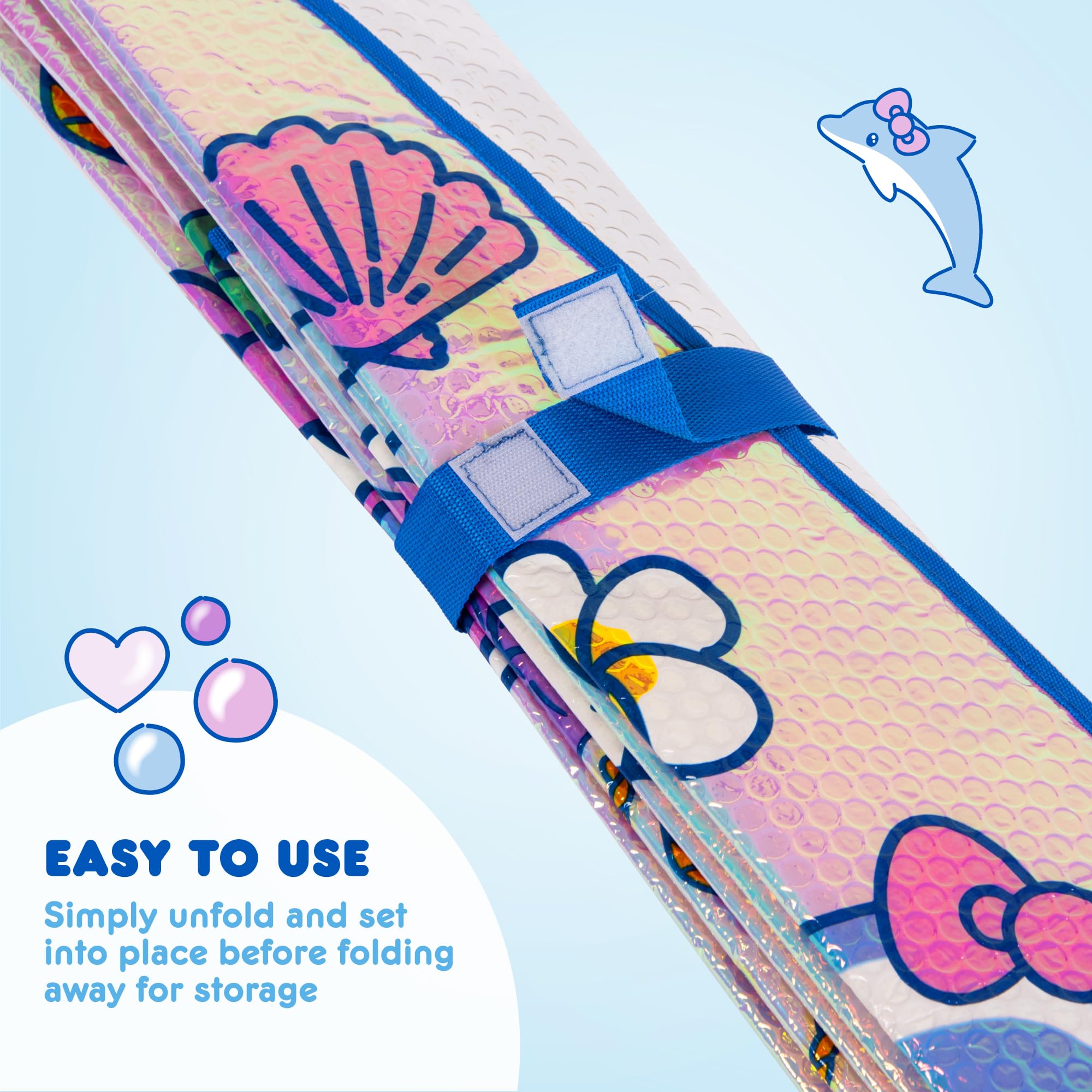 Hello Kitty Car Windshield Sun Shade - Officially Licensed Sanrio Cute Car Accessories for Women & Girls - Foldable UV Protection Sunshield for Summer - Perfect for Parking, Road Trips & Daily Commute