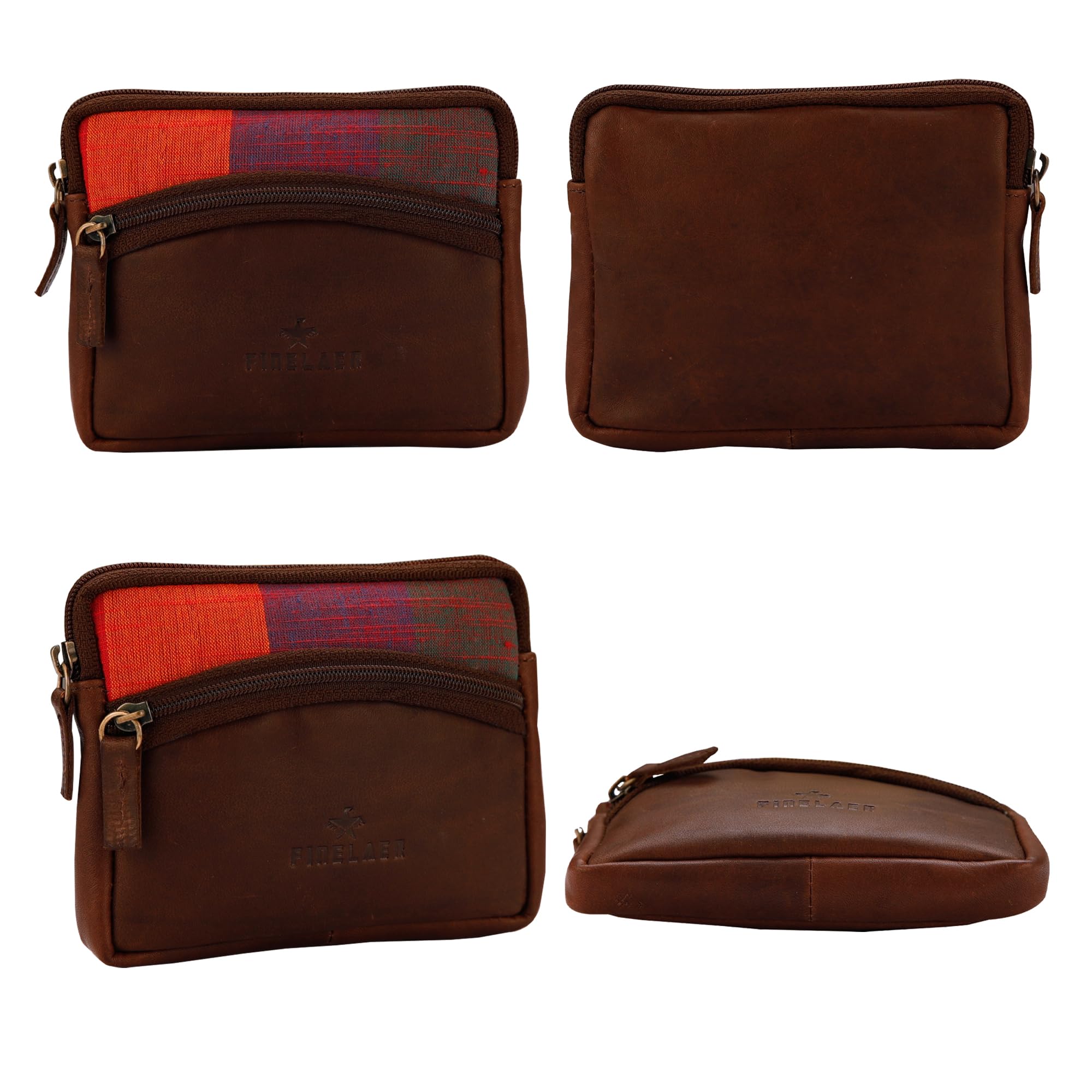Premium Leather Coin Pouch Wallet with Zipper - Small Change Holder for Men & Women (Ginger Brown) - Perfect for Travel, Shopping, and Everyday Cash Organization