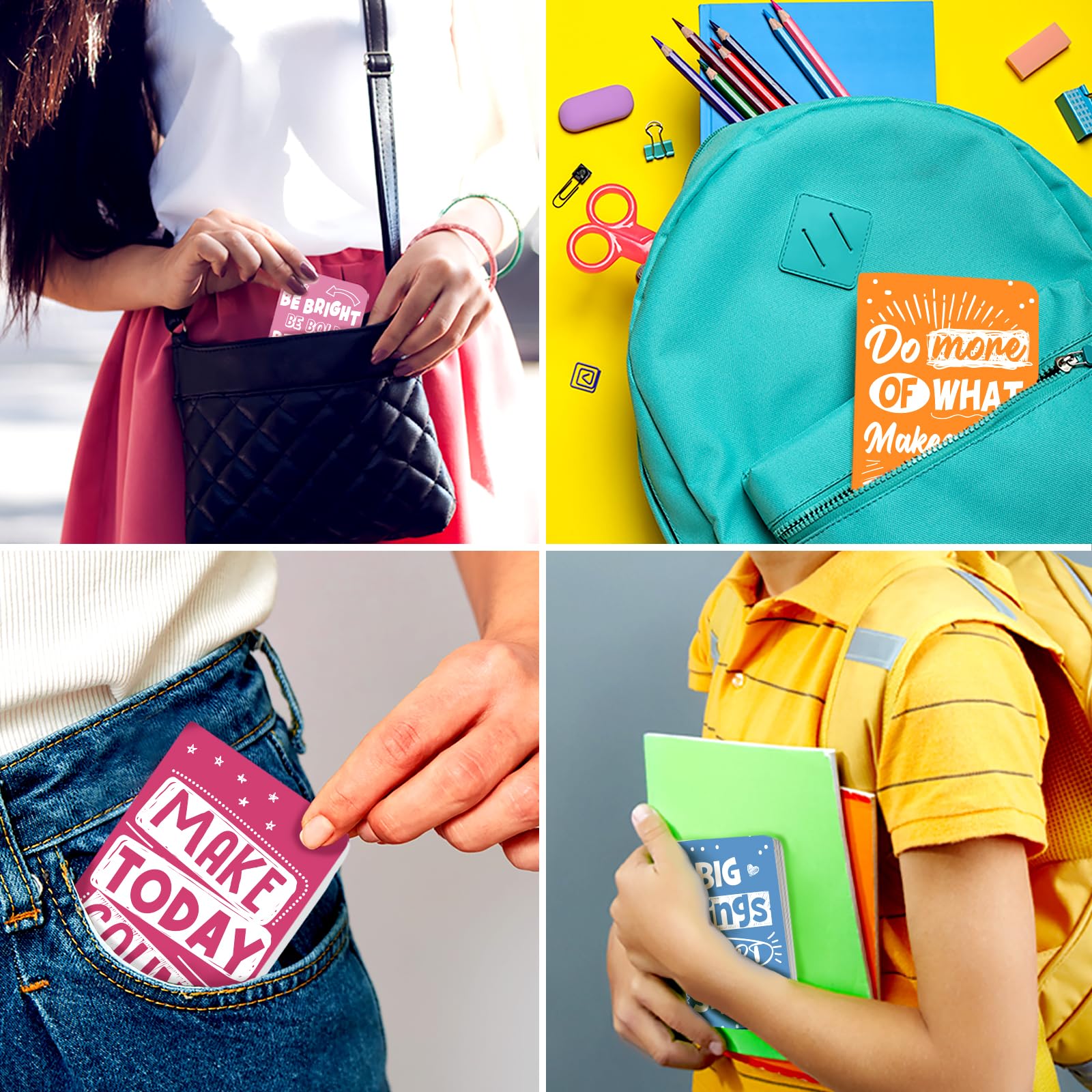 24 Pack Mini Colorful Notebooks - Motivational Journals & Inspirational Notepads for Kids, Teachers - Small Pocket Notebook Bulk Set for School, Office Gifts, Travel Supplies & Prize Rewards (Simple Design) - Perfect for Journaling, Note Taking, Classroom Rewards & Travel Essentials