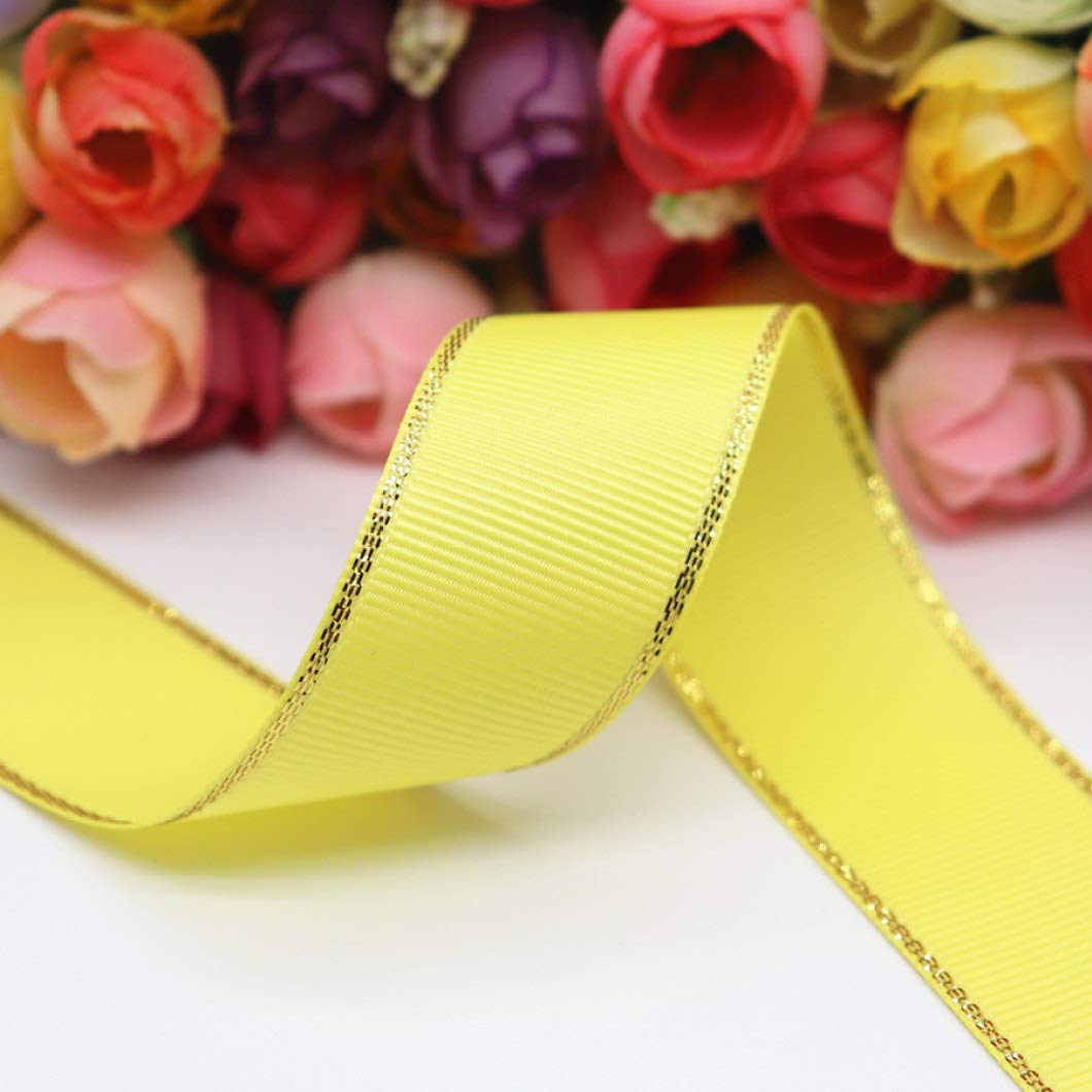 10 Yards Glitter Gold Edge Double Sided Grosgrain Ribbon for Hair Bows, Gift Wrapping, DIY Crafts - Perfect for Wedding Decor, Scrapbooking & Party Supplies