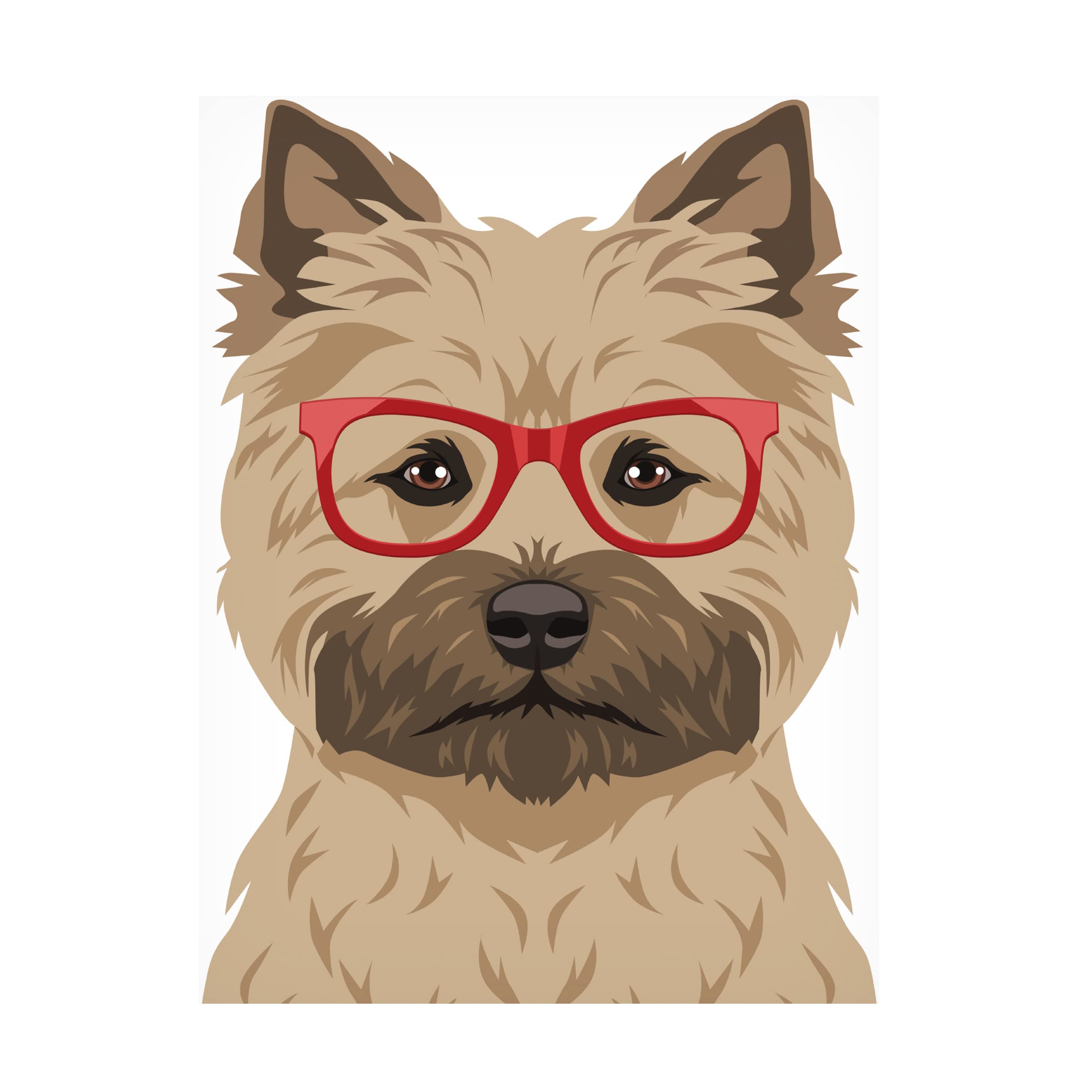 Furbaby Affiliates 'Cairn Terrier Wearing Hipster Glasses' Canvas Wall Art - Modern Pet Portrait Decor for Living Room, Bedroom & Office