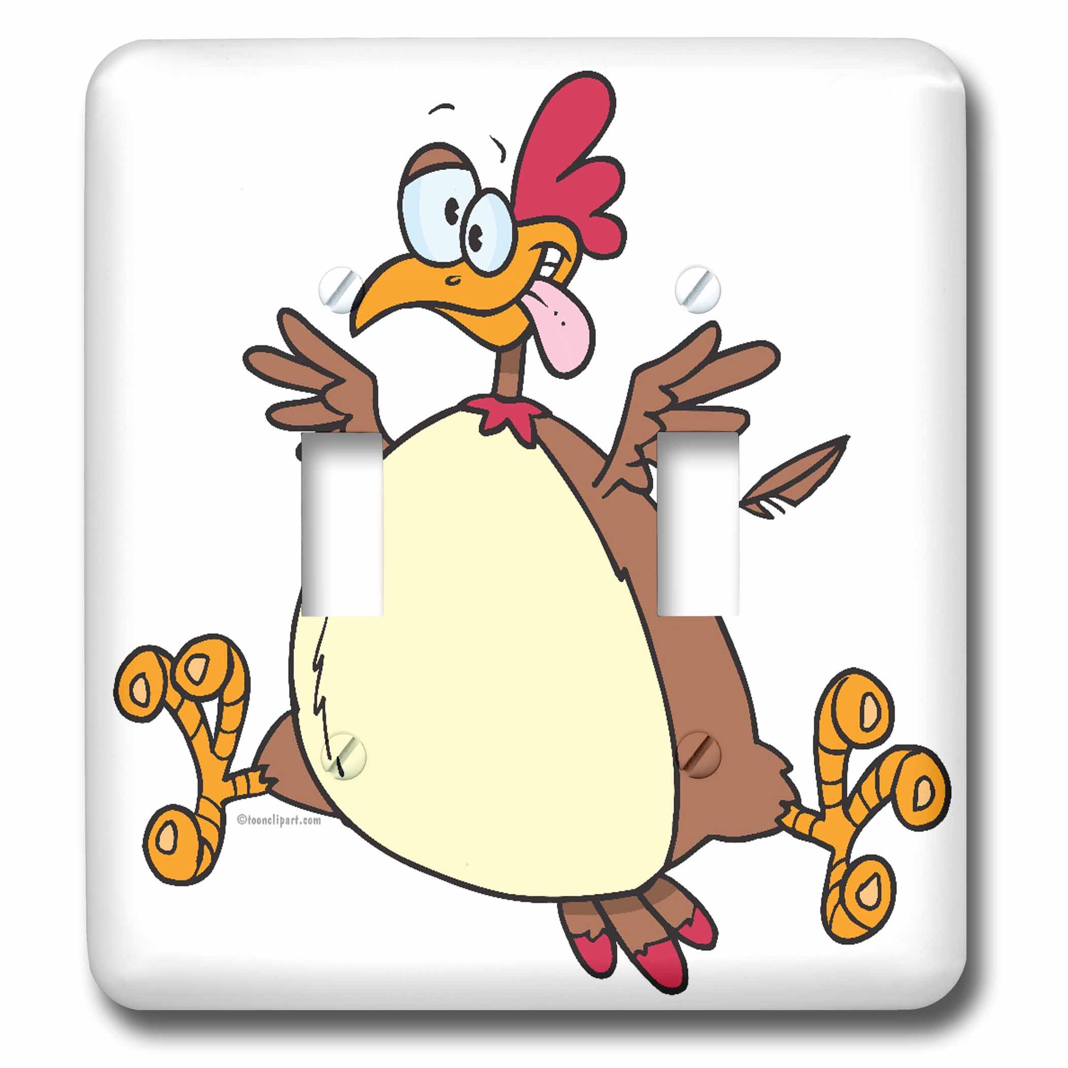 3D Rose Crazy Chicken Hen Cartoon Double Toggle Switch - Multicolor Light Switch Cover for Kitchen, Bedroom & Kids Room Decor