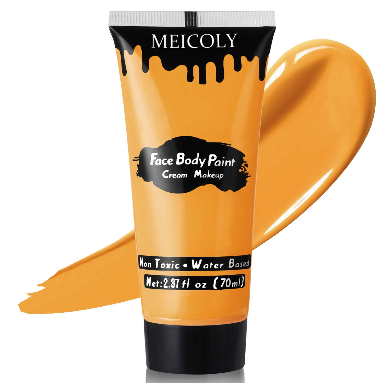 MEICOLY Orange Cream Face & Body Paint - 2.37Oz Large Tube, Water-Based Washable, Non-Toxic Makeup for Adults & Kids | Halloween Pumpkin SFX, Cosplay, Face Painting | Perfect for Costume Parties, Theater & Special Effects