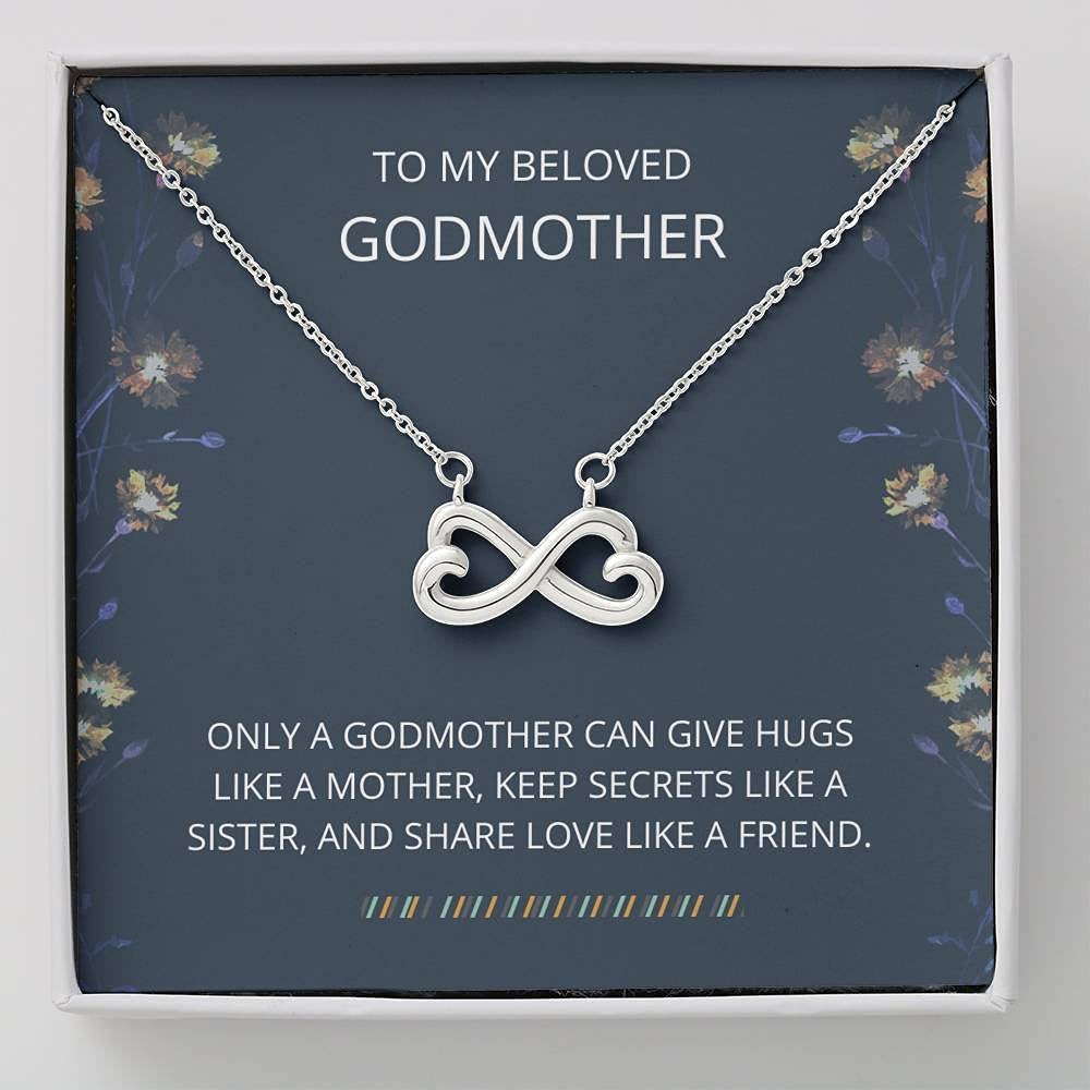 Personalized Infinity Heart Necklace - Unique Godmother Gift & Wedding Thank You Present - Engraved Jewelry for Special Occasions | Perfect for Anniversaries, Baptisms & Mother's Day Gifts