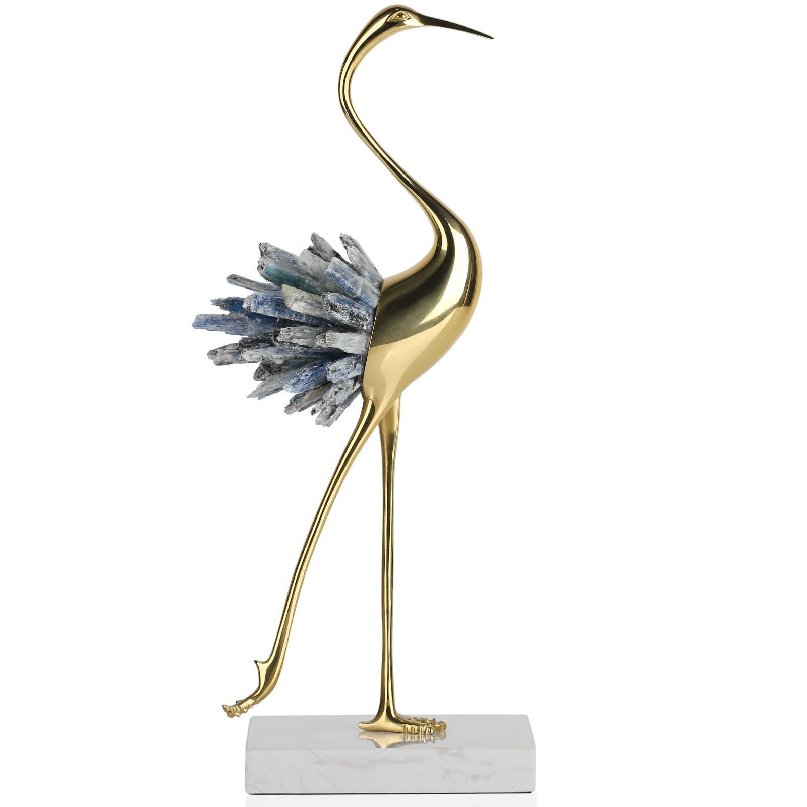 Suruim Gold Brass Bird Statues - Elegant Modern Crystal Home Decor Accents for Living Room, Bedroom, Office Desk & Cabinets - Perfect for Shelf Displays, Wedding Centerpieces & Luxury Gift Giving (Blue)