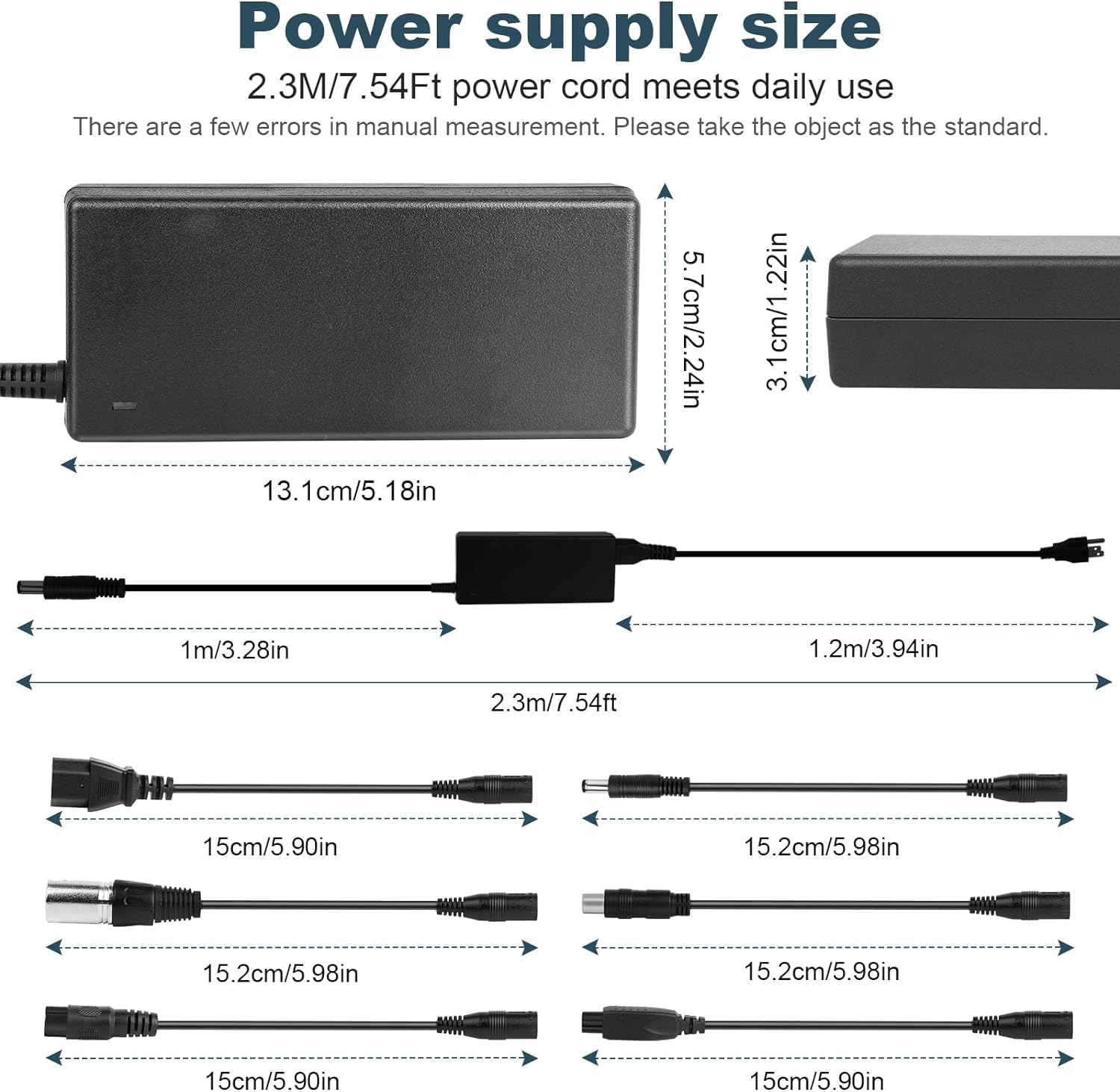 42V 2A Fast Charger with 7 Universal Plugs - Compatible with Razor, Jetson, Voyager, Gotrax, Ninebot - 36V 10S Li-ion Battery Charger for Electric Scooters, Bikes & Hoverboards - Perfect for Home, Office & Outdoor Use