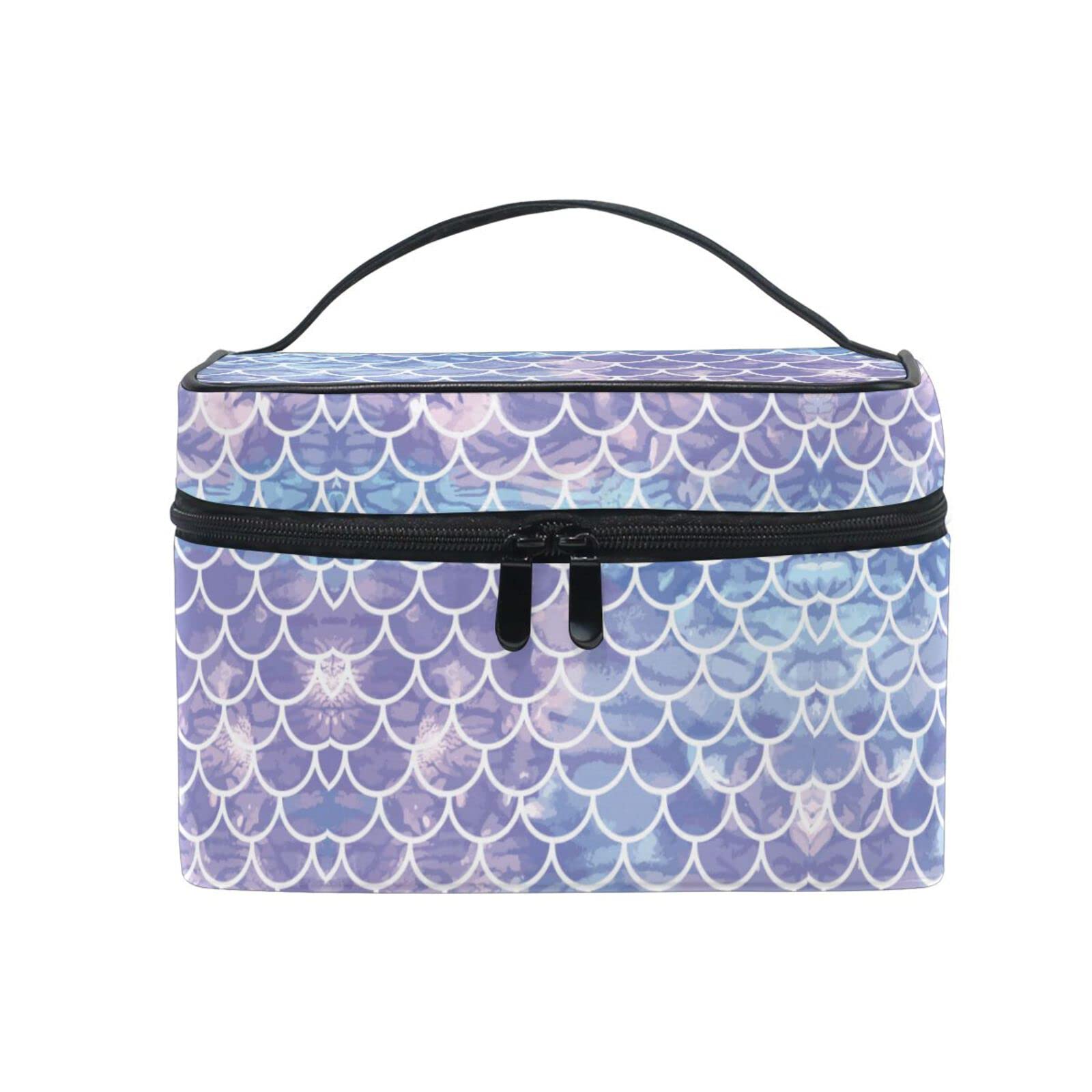 Floral Fish Scale Mermaid Cosmetic Bag - Waterproof Makeup Organizer with Zipper for Women & Girls | Perfect for Travel, Gym, and Daily Beauty Essentials Storage