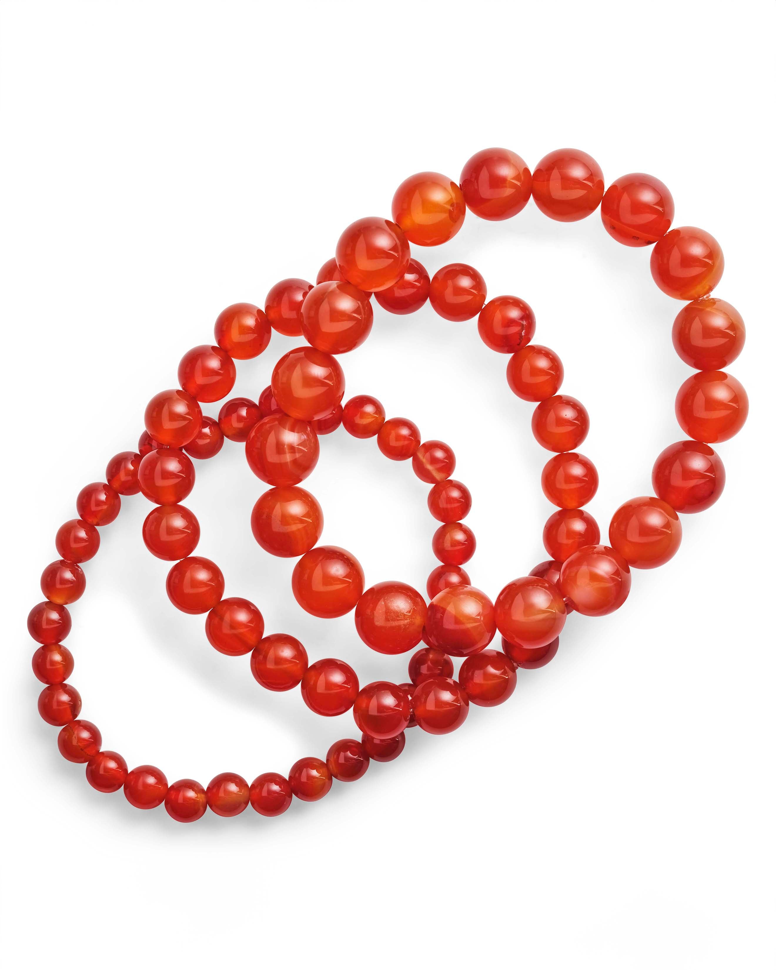 Red Agate Stretch Bracelet Set of 3 - Natural Stone Beaded Jewelry for Women | Yoga, Meditation & Everyday Wear