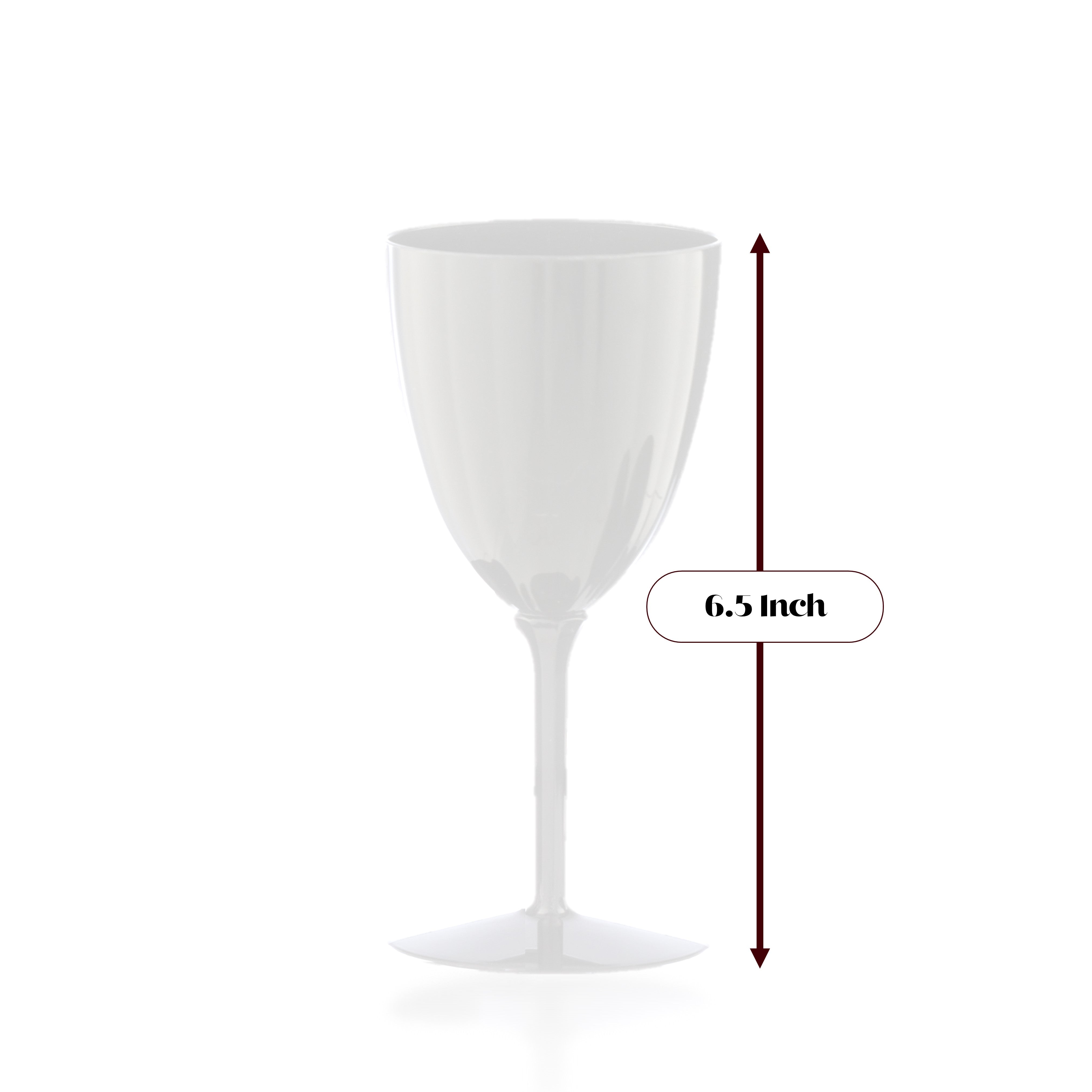 7 Oz White Plastic Disposable Wine Goblet - 8 Pack Bulk Cups for Parties, Weddings, Picnics & Outdoor Events