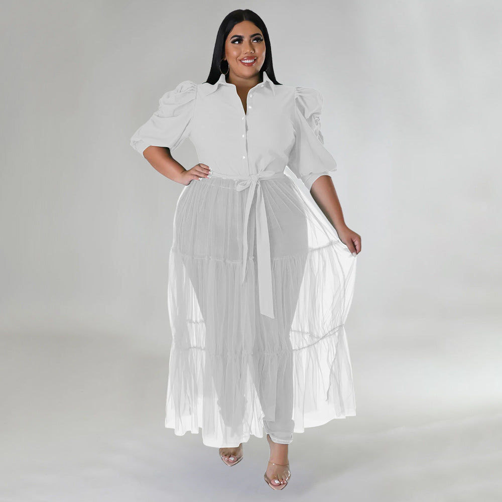 Sexy Plus Size Mesh See-Through Dress with Strap - Perfect for Night Out, Club Wear & Party Outfits