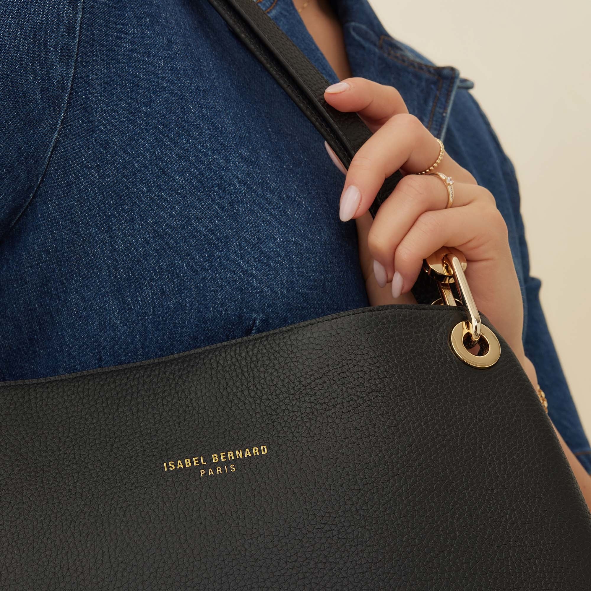 Femme Forte Annabelle Black Calfskin Leather Shoulder Bag for Women - Stylish & Durable Handbag for Work, Travel & Everyday Use