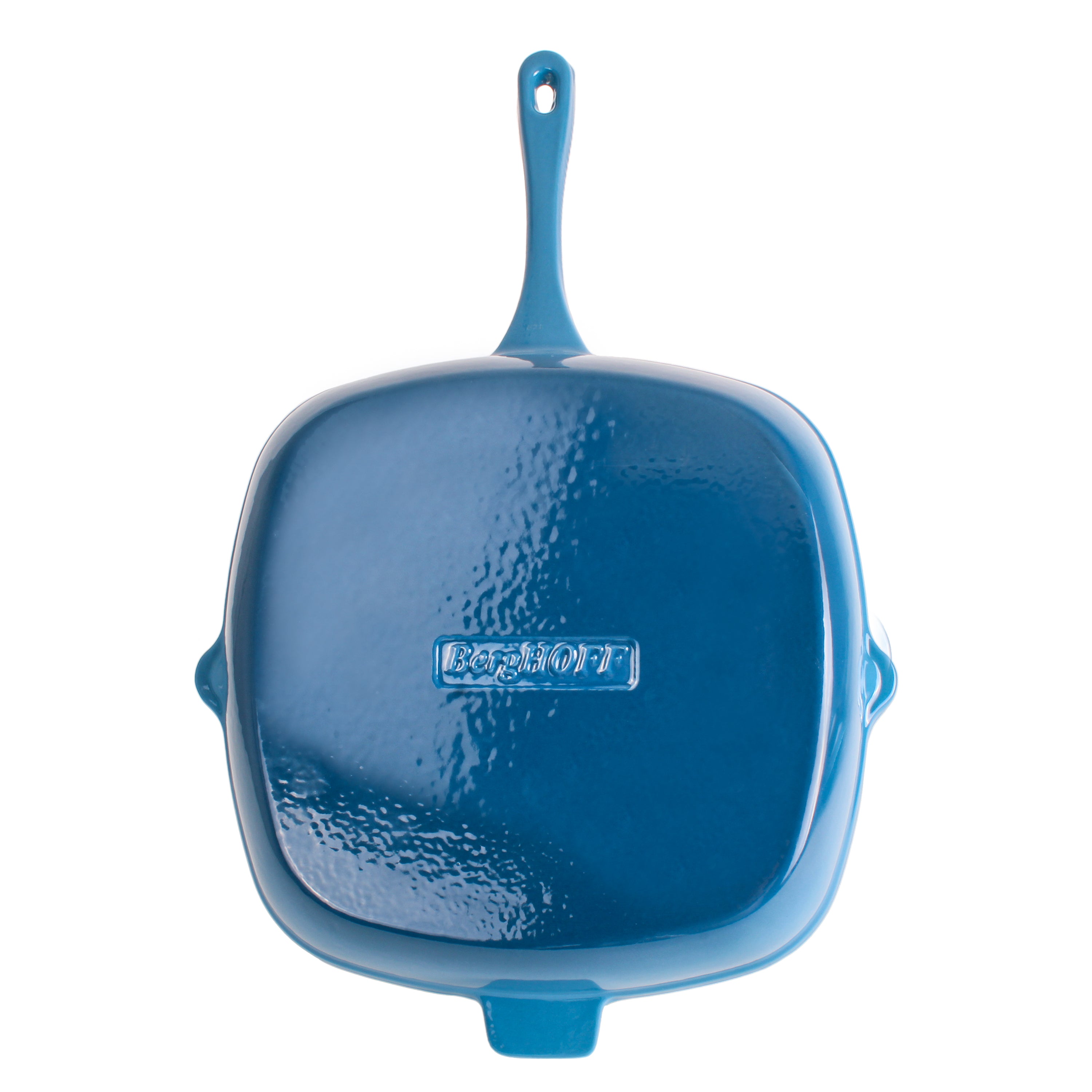 BergHOFF Neo Cast Iron Square Grill Pan 11 Inch - Blue Nonstick Skillet for Steak, Burgers & Vegetables | Perfect for Indoor & Outdoor Cooking, Camping, BBQ & Stovetop Use