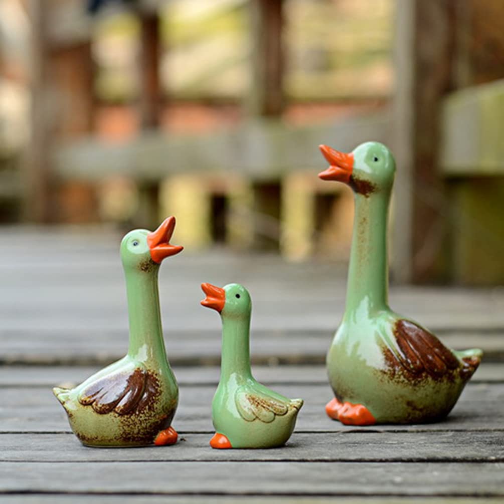 DOITOOL 3pc Ceramic Miniature Duck Figurines - Cute Home Decor, Micro Landscape & Car Accessories - Perfect for Indoor Tabletop Displays, Garden Ornaments, and Vehicle Dashboard Decorations