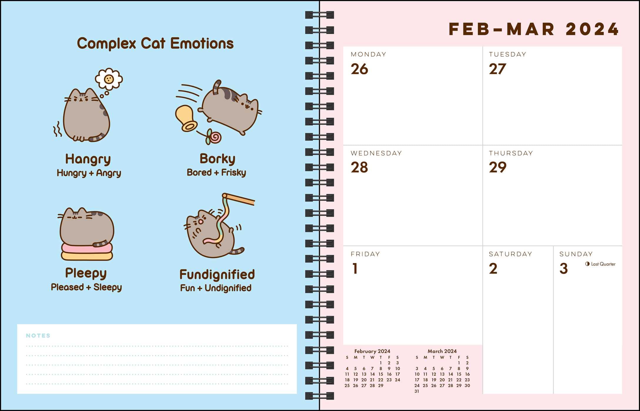 Pusheen 16-Month 2023-2024 Weekly & Monthly Planner Calendar - Cute Cat Organizer for School, Office & Home Use